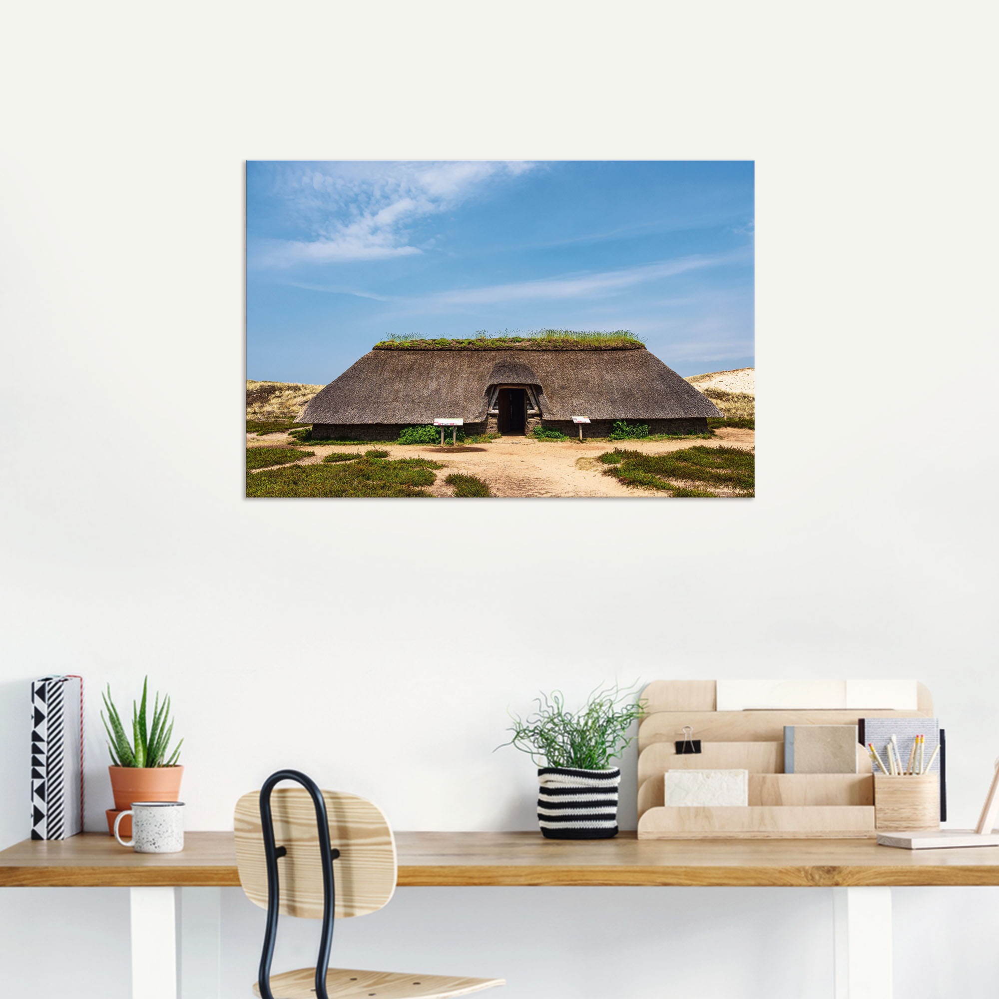 Artland Wandbild »Eisenzeithaus in den Dünen auf Amrum«, Gebäude, (1 St.), als Alubild, Leinwandbild, Wandaufkleber oder Poster in versch. Grössen