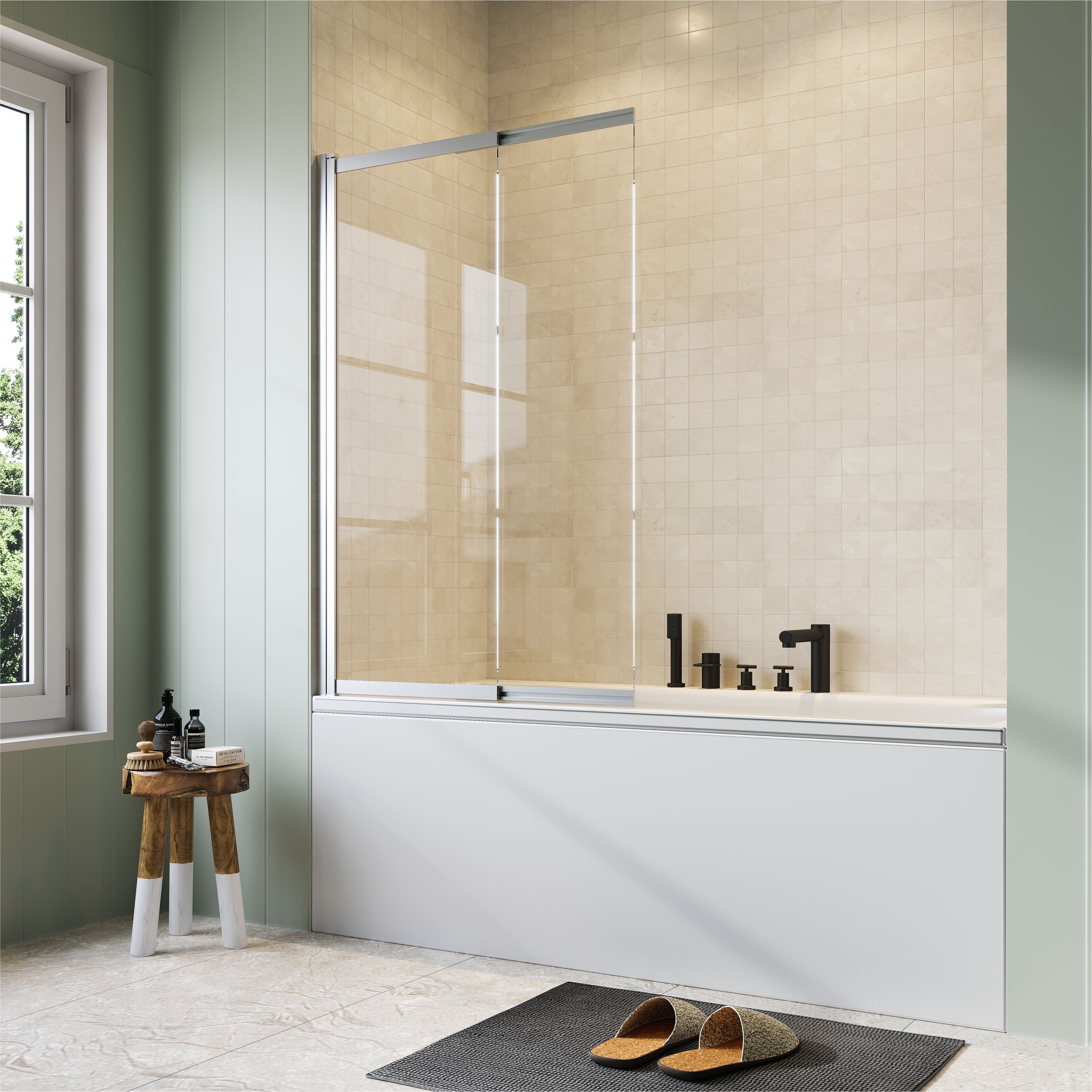 welltime Badewannenaufsatz "Slider" 2 Stk. tlg. Duschwand zum Zusammenschieben UND an die Wand klappen