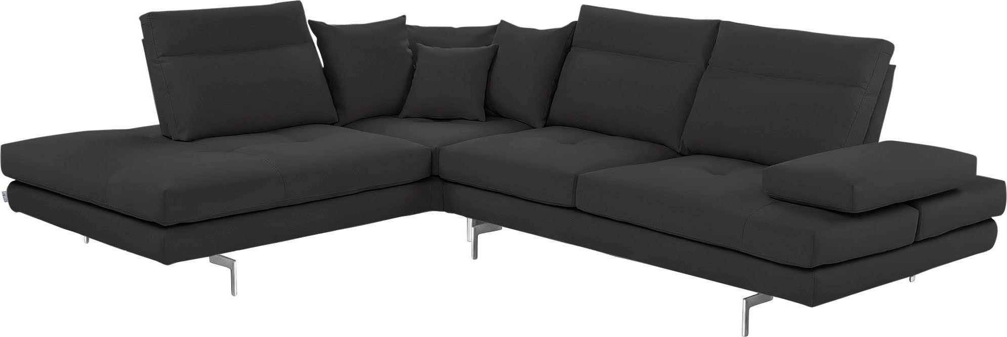 CALIA ITALIA Ecksofa "Toby Wing, L-Form, Designsofa mit sensationellem Sitzkomfort" Sitztiefenverstell.,wahlw. mit Kissen-Set, Füsse chrom glänzend