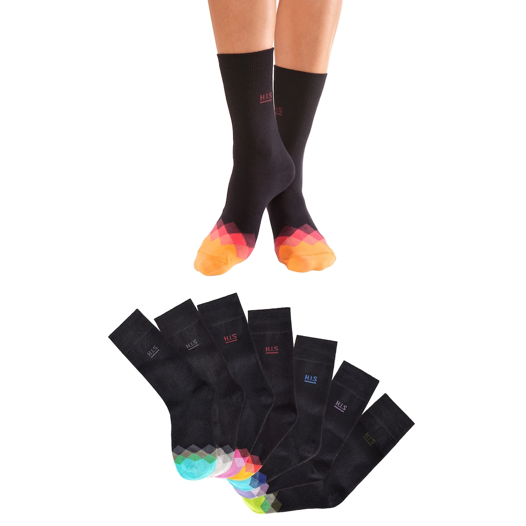 H.I.S Socken, (Set, 7 Paar), mit bunt gemusterter Spitze