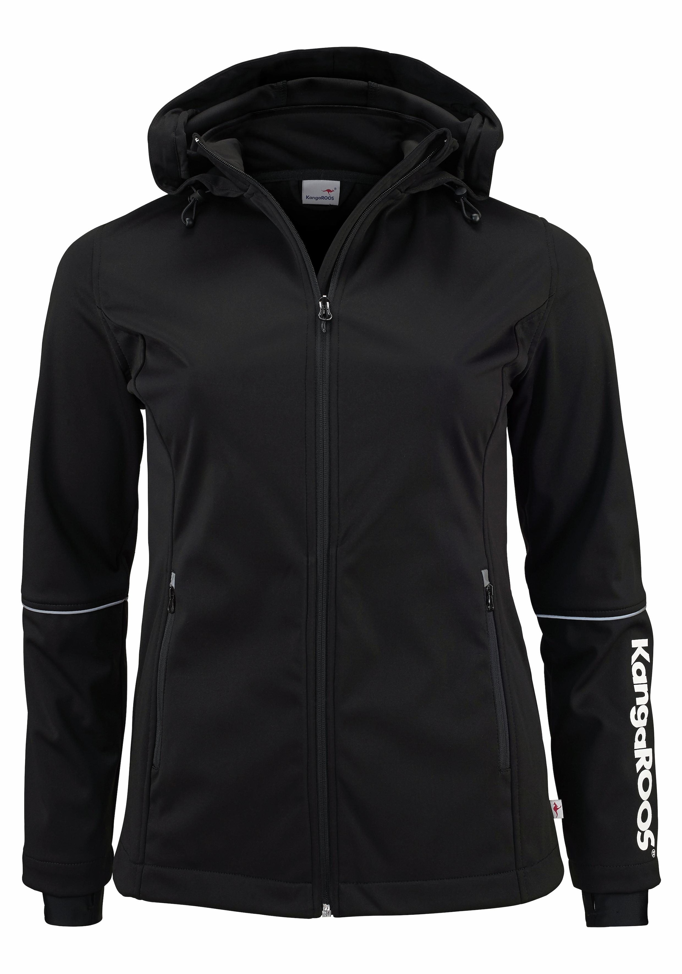 KangaROOS Softshelljacke, mit Kapuze, aus Softshell-Material, figurumschmeichelnder Schnitt