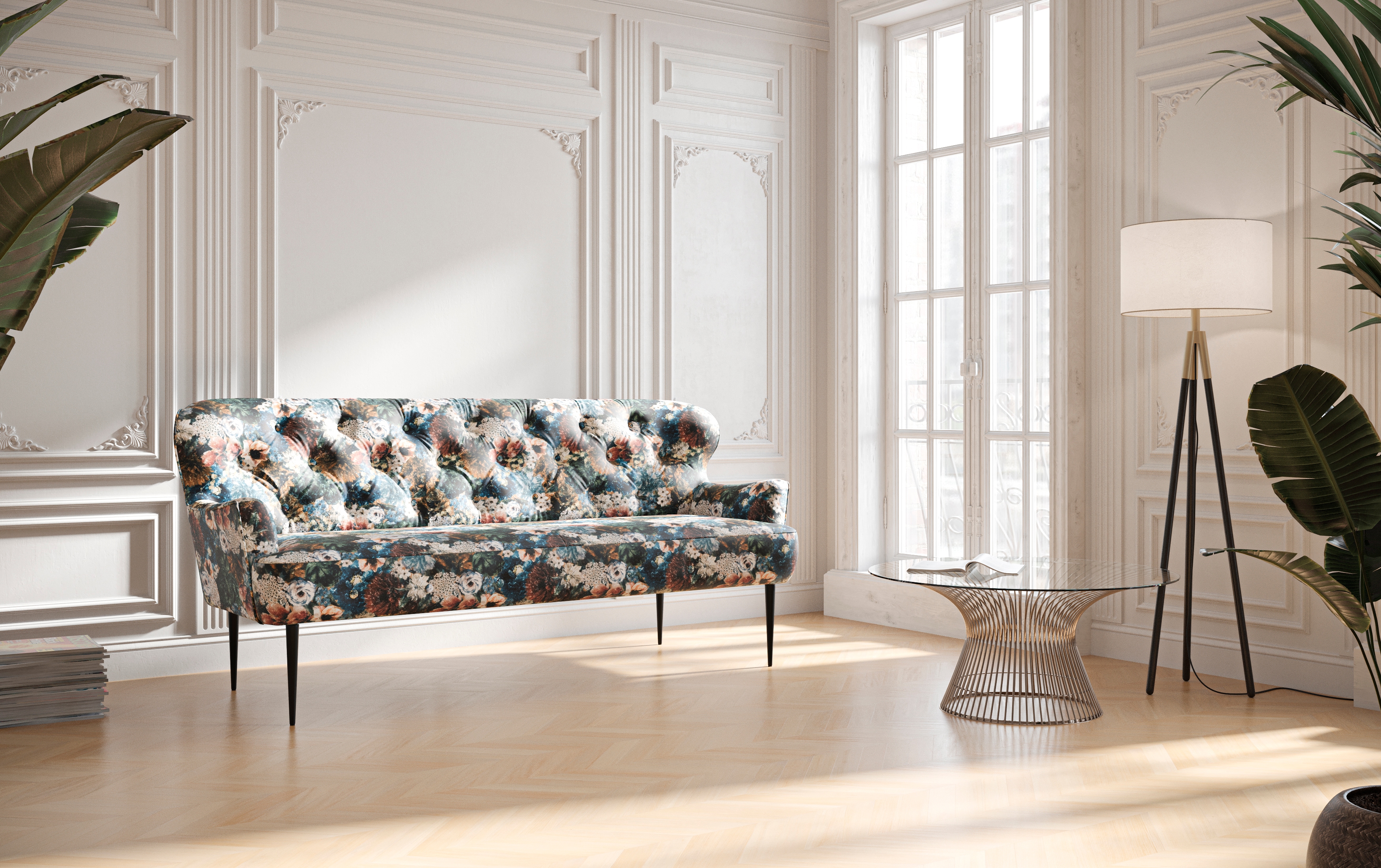 Home affaire 3-Sitzer "Amber" mit Knopfheftung,in verschieden Stoffarten