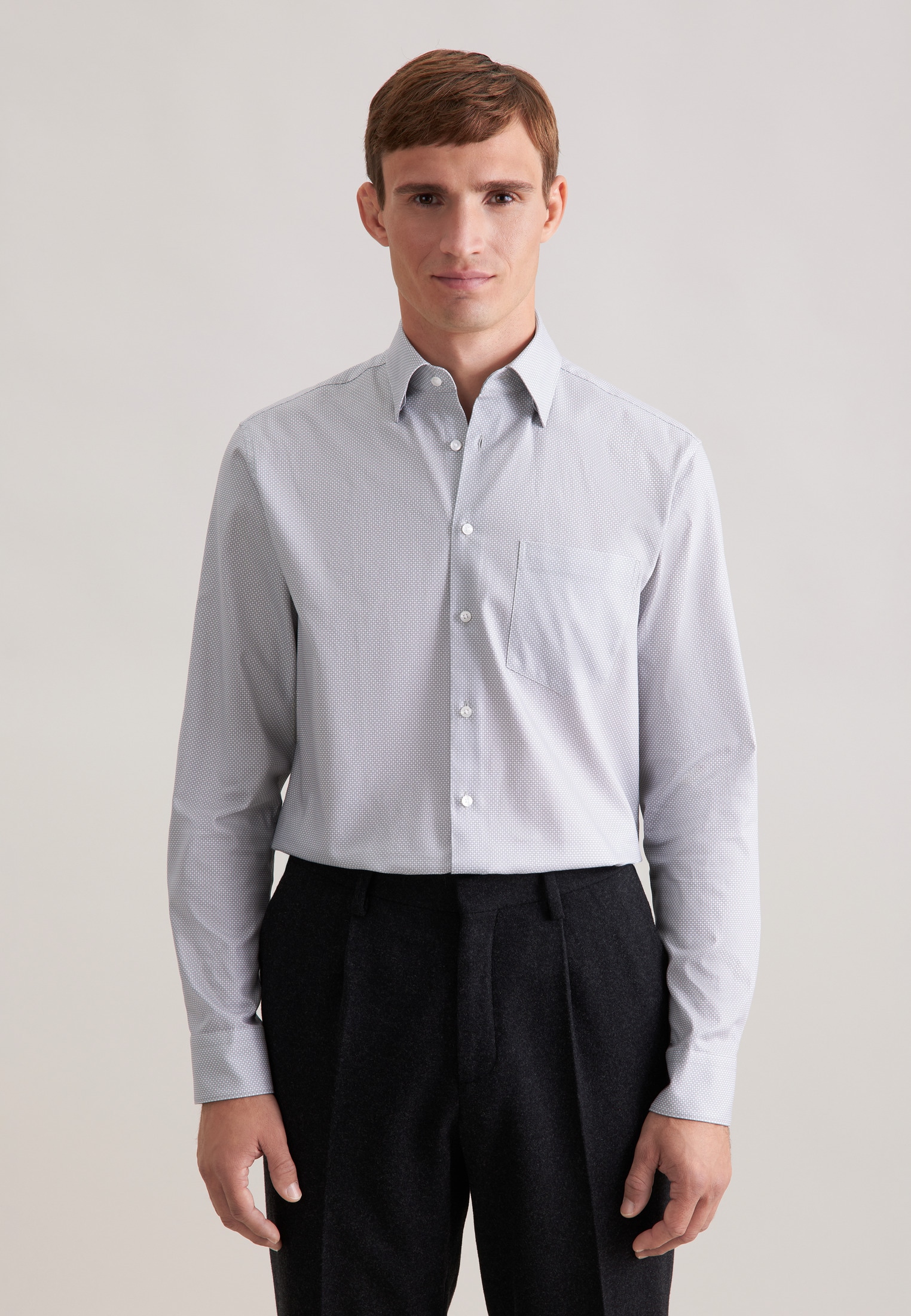 seidensticker Businesshemd »Schwarze Rose« Regular 1/1 Covered-Button-Down-Kragen Druck