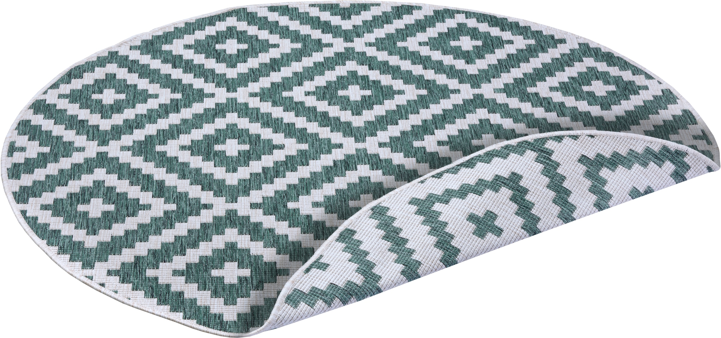 my home Teppich »Ronda Wendeteppich«, rund, 5 mm Höhe, Sisal-Optik, Flachgewebe, In- und Outdoor, geometrisches Boho Design