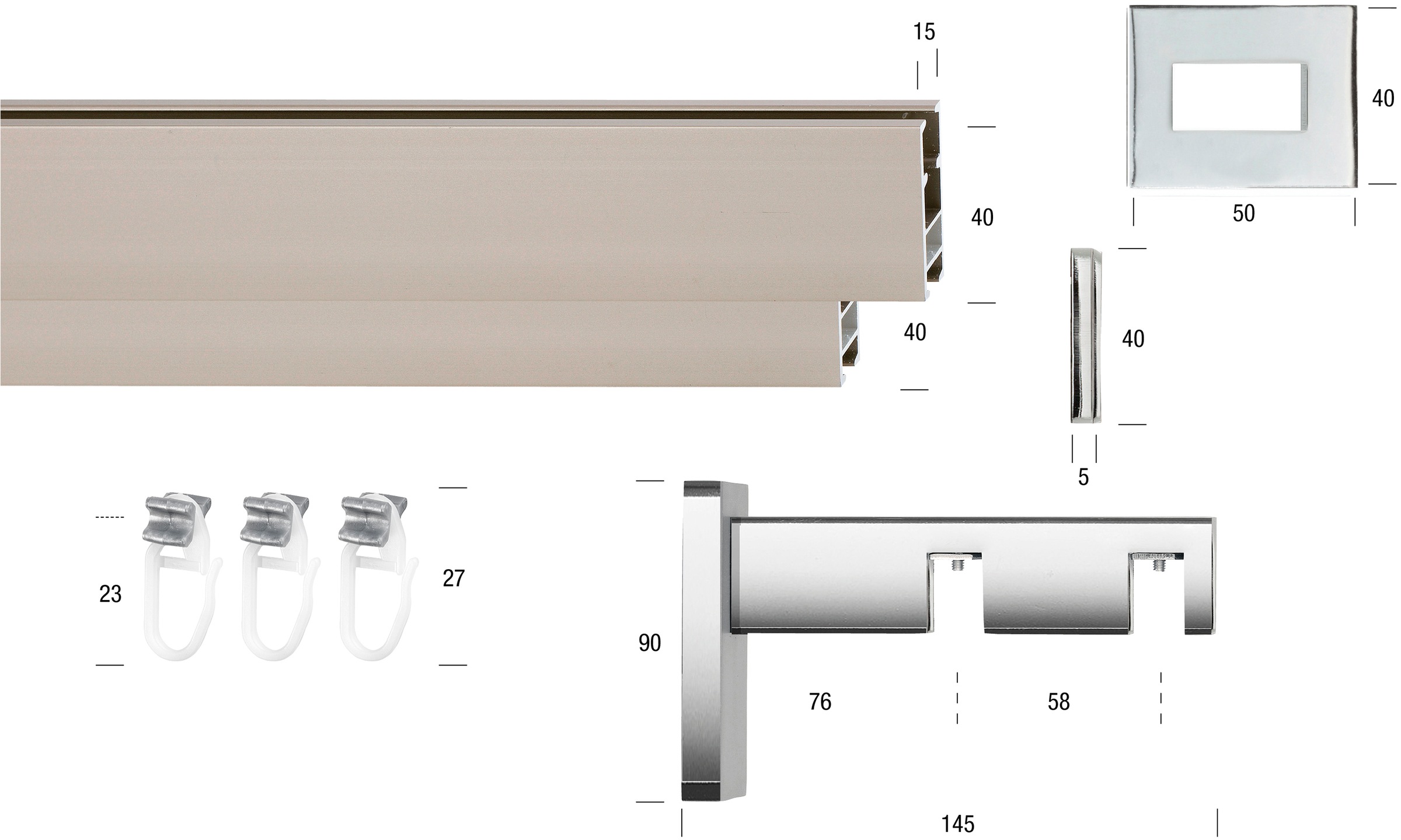 GARESA Gardinenstange »FLAT«, 2 läufig-läufig, Wunschmasslänge, Rechteckprofil, Wandmontage, perfekter Lauf, modern, verlängerbar