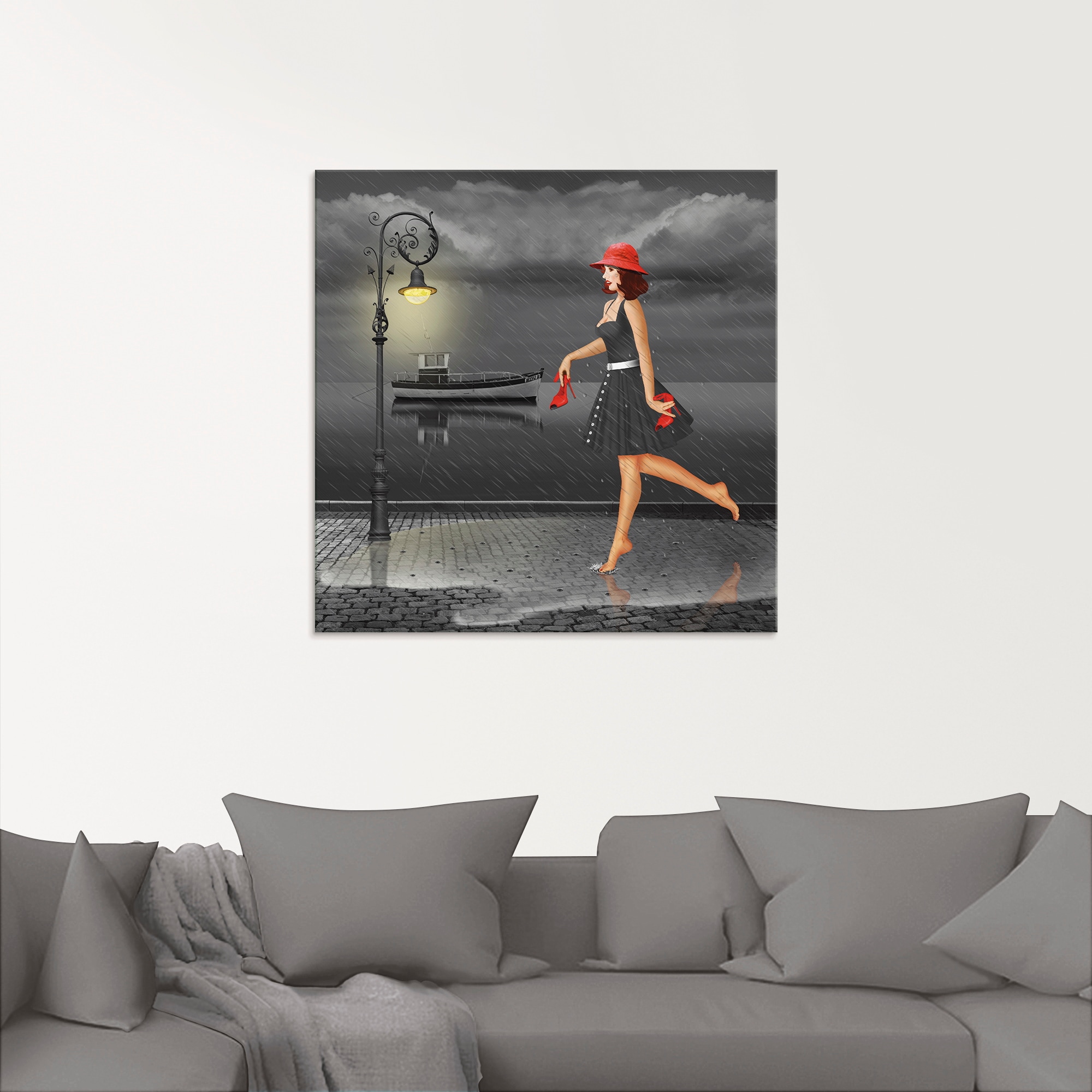 Artland Glasbild »Tanzen im Regen«, | St.), (1 verschiedenen bestellen online Frau, in Jelmoli-Versand Grössen