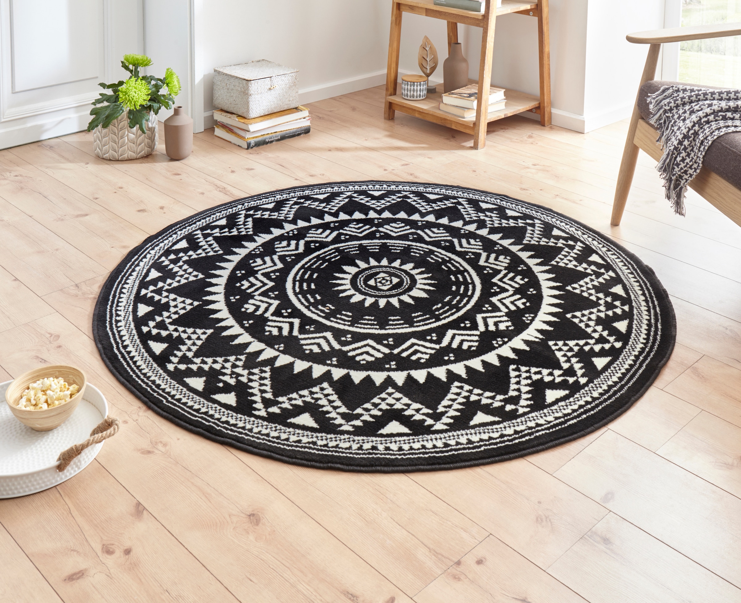 HANSE Home Teppich »Valencia«, rund, 9 mm Höhe, Kurzflor, Modern, Vintage, Mandala, Wohnzimmer, Kinderzimmer, Flur