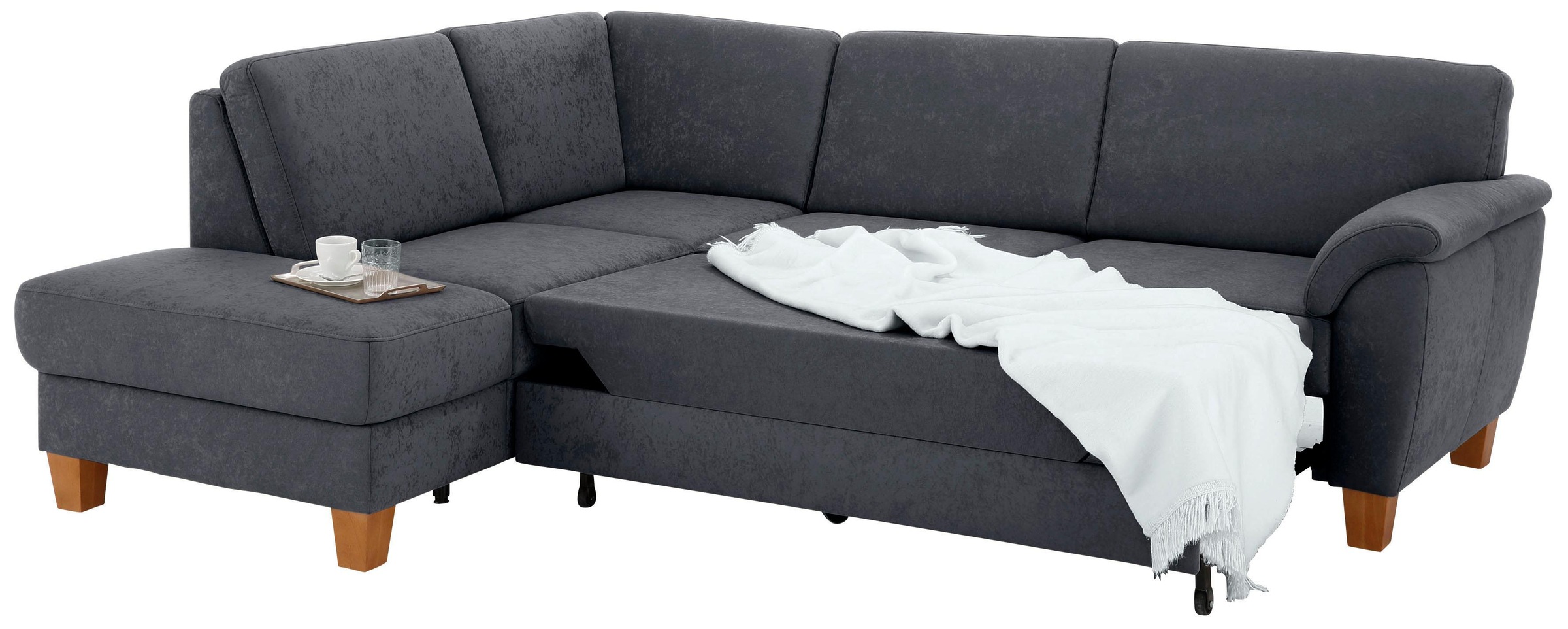 Home affaire Ecksofa »Alta L-Form«, mit Federkern und Kontrastnaht, Füsse Buche eichefarben