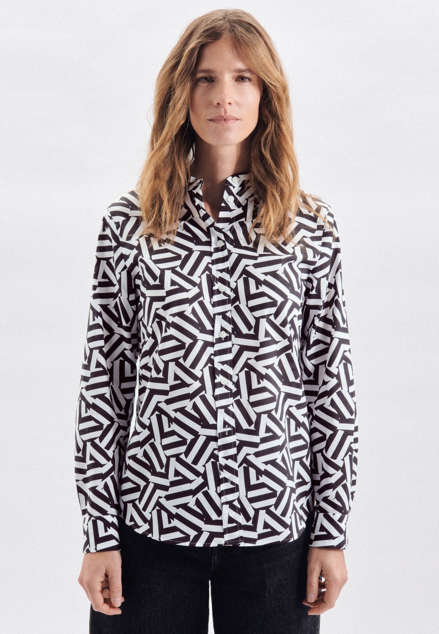 seidensticker Klassische Bluse »Schwarze Rose«, Langarm Kragen Geometrische Muster kaufen