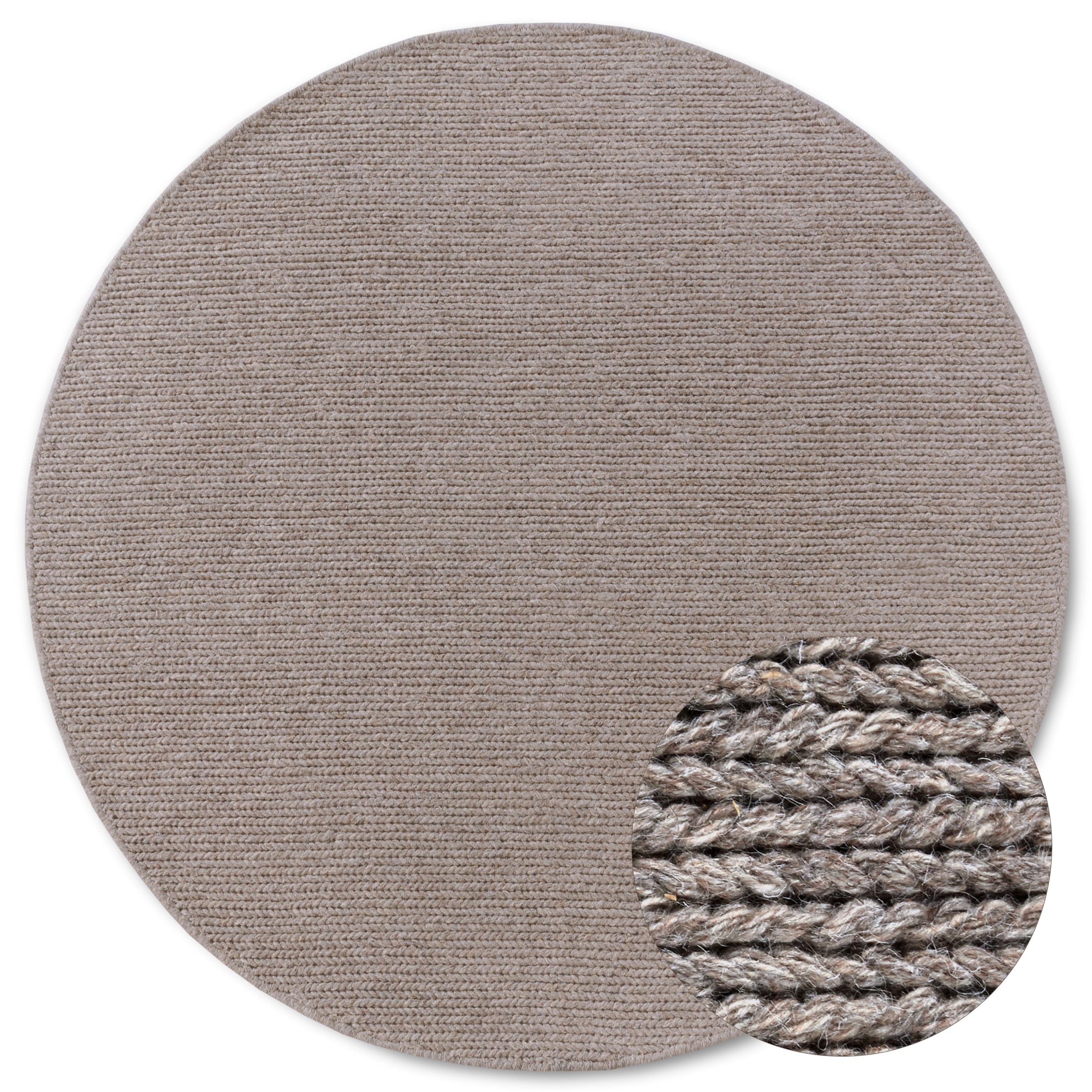 THE RUGS Villeroy & Boch 1748 Francois Handmade Wool Rug Soft Dense Pile in Beige | Size: 160cm diameter