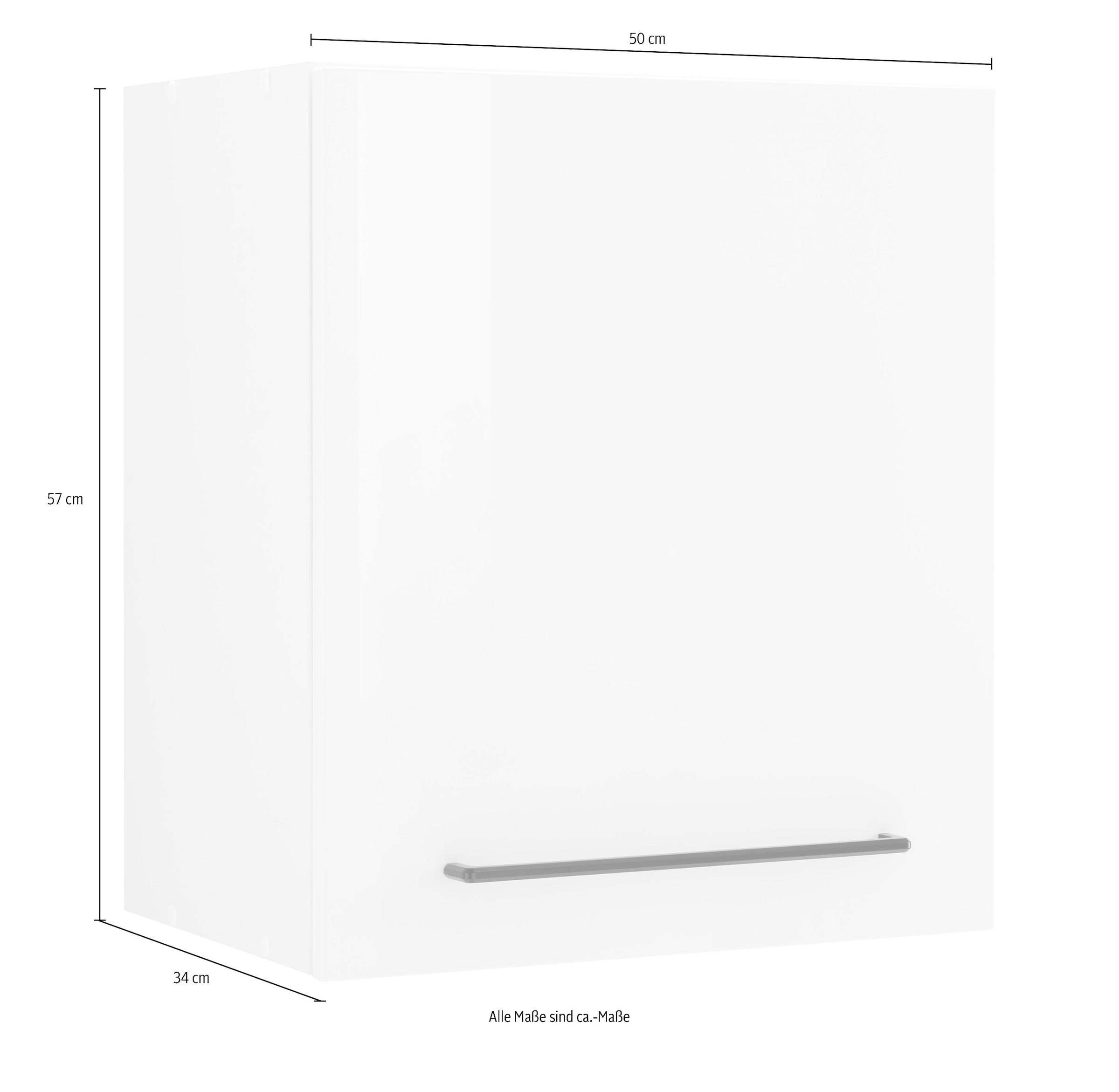 KOCHSTATION Hängeschrank »KS-Tulsa«, 50 cm breit, 57 cm hoch, 1 Tür, schwarzer Metallgriff, MDF Front