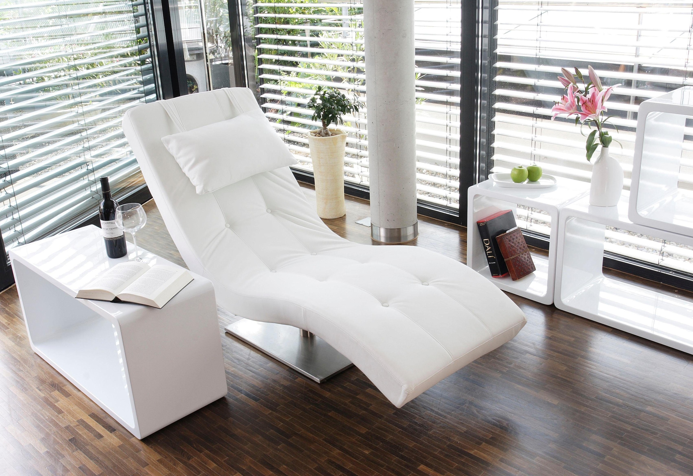 SalesFever Relaxsessel, mit Nackenkissen, Relaxliege mit modernem Metallfuss