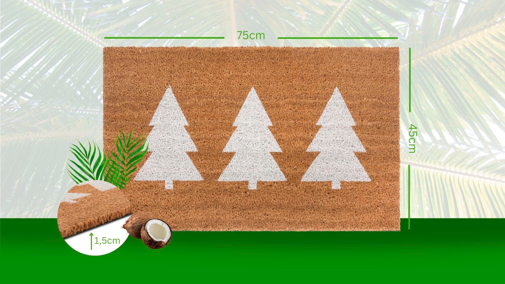 HANSE Home Fussmatte »Mix Mats Kokos Pine Trees«, rechteckig, 15 mm Höhe, Weihnachten, Schmutzfangmatte, Outdoor, Rutschfest, Innen, Kokosmatte