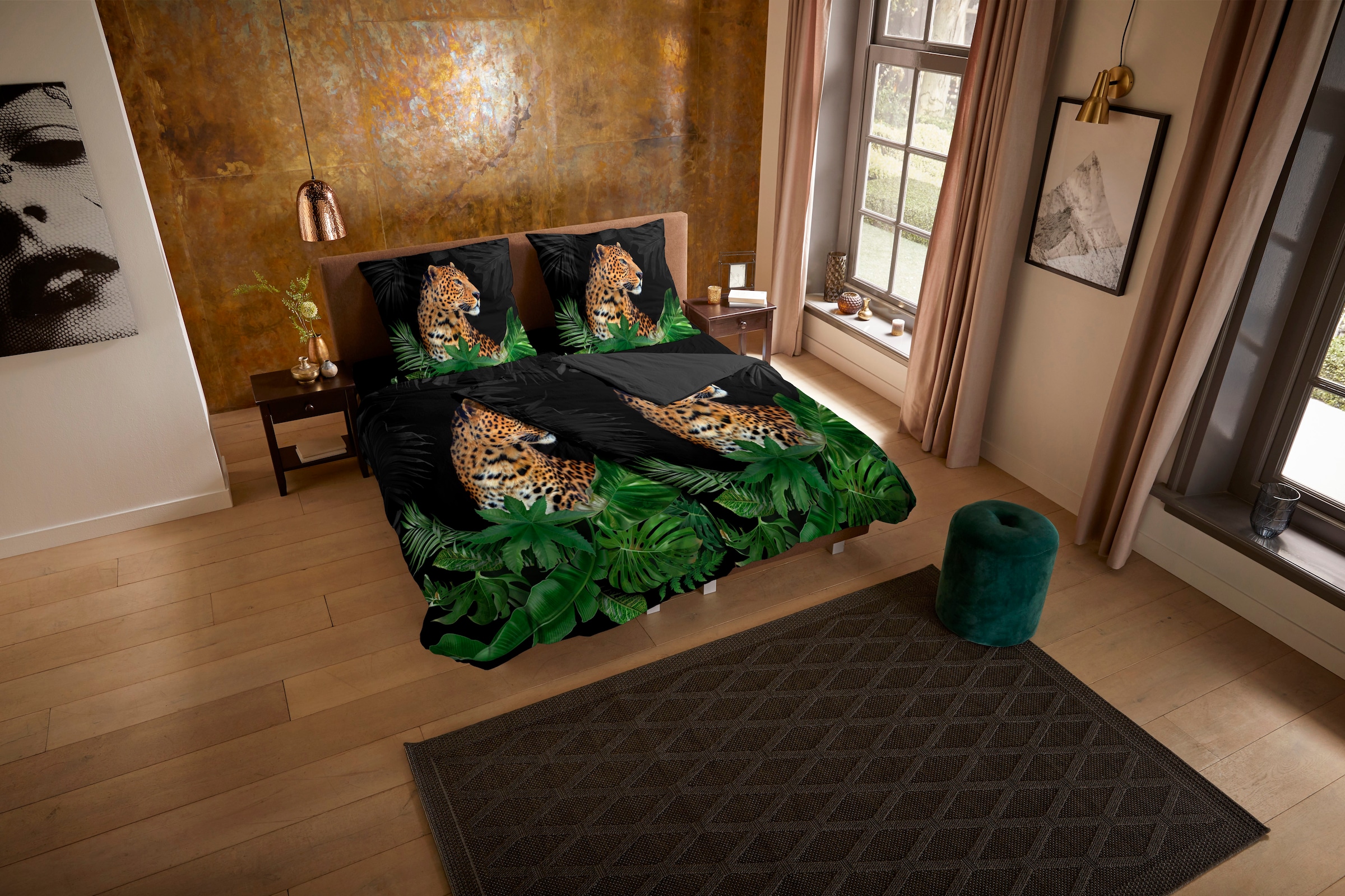 PURE luxury collection Wendebettwäsche »Mala«, Mikrofaser, 135x200, Pflegeleicht, Reissverschluss, Wendeoptik, Leopard