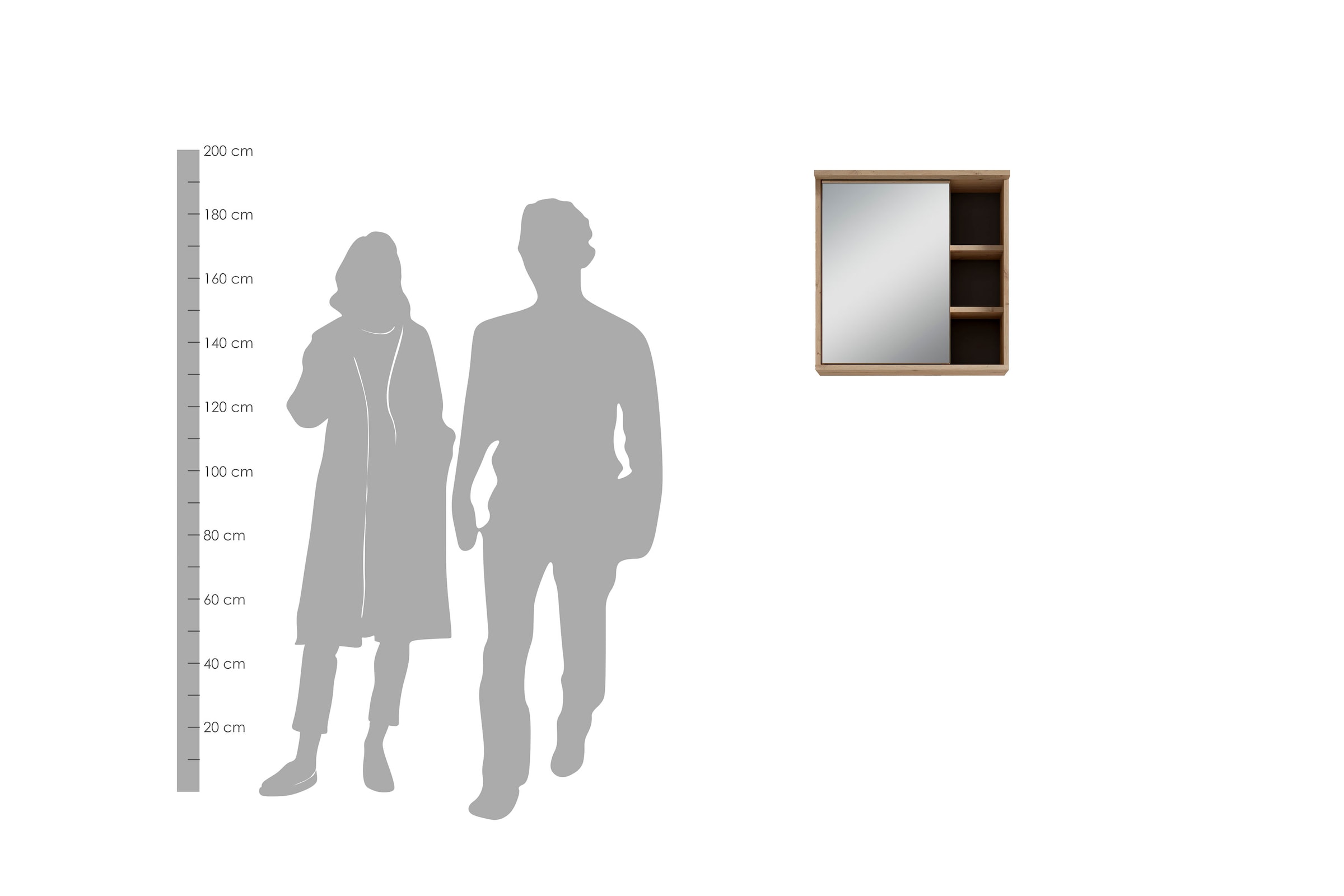 byLIVING Spiegelschrank »Wellness«, (1 St.), 60cm Badschrank mit LED-Leuchte, grossem Spiegel und viel Stauraum