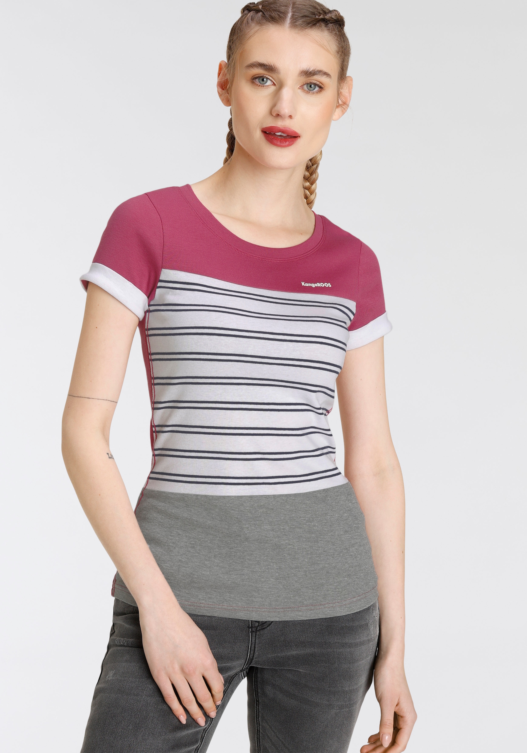 Streifen T-Shirt, trendigen NEUE KangaROOS - & bestellen Colorblocking-Mix Jelmoli-Versand online | im KOLLEKTION