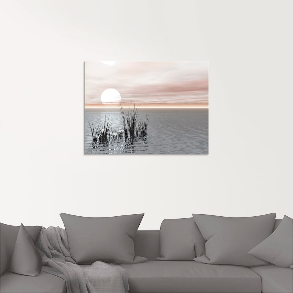 Artland Glasbild »Sonnenuntergang mit Schilf«, Sonnenaufgang & -untergang, (1 St.)