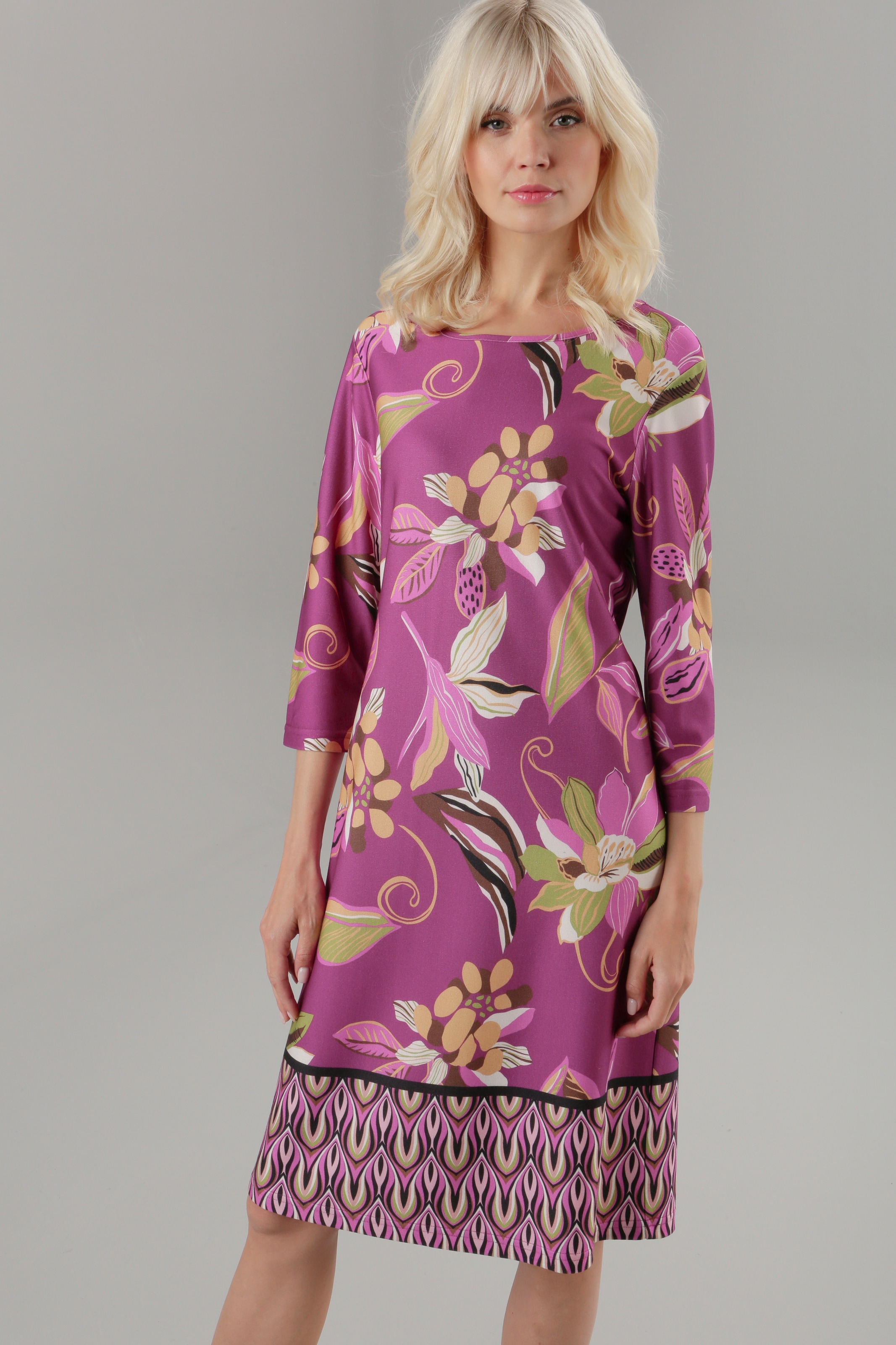 Aniston kaufen mit Bordüre Jerseykleid, aufgedruckter | Retro-Muster online im SELECTED Jelmoli-Versand