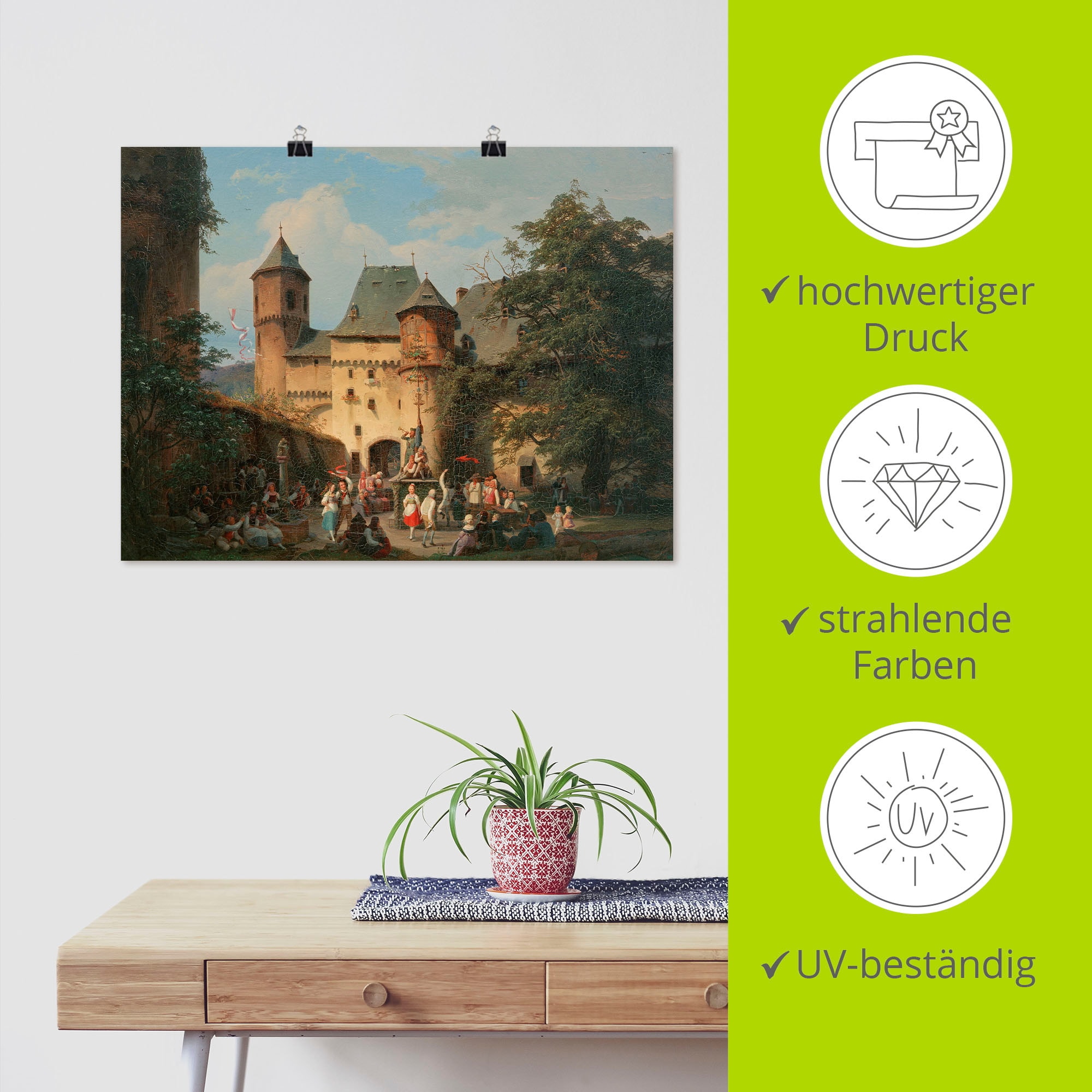 Artland Kunstdruck »Festszene im Vorhof einer Burg«, historische Ereignisse, (1 St.), als Alubild, Leinwandbild, Wandaufkleber oder Poster in versch. Grössen