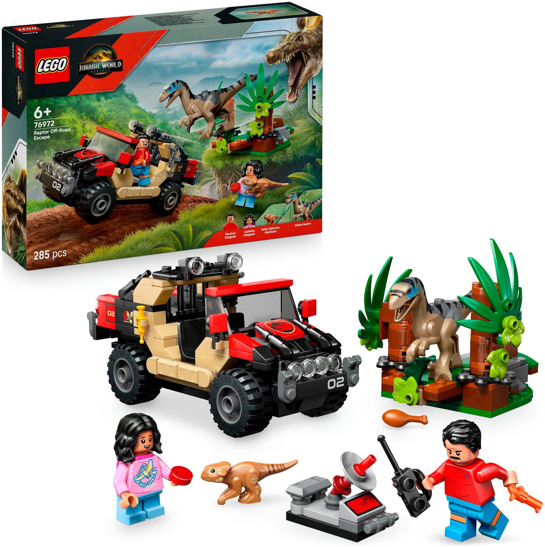 LEGO Konstruktionsspielsteine "Raptor: Verfolgungsjagd mit dem Geländewagen (76972)" LEGO Jurassic World; Made in Europe