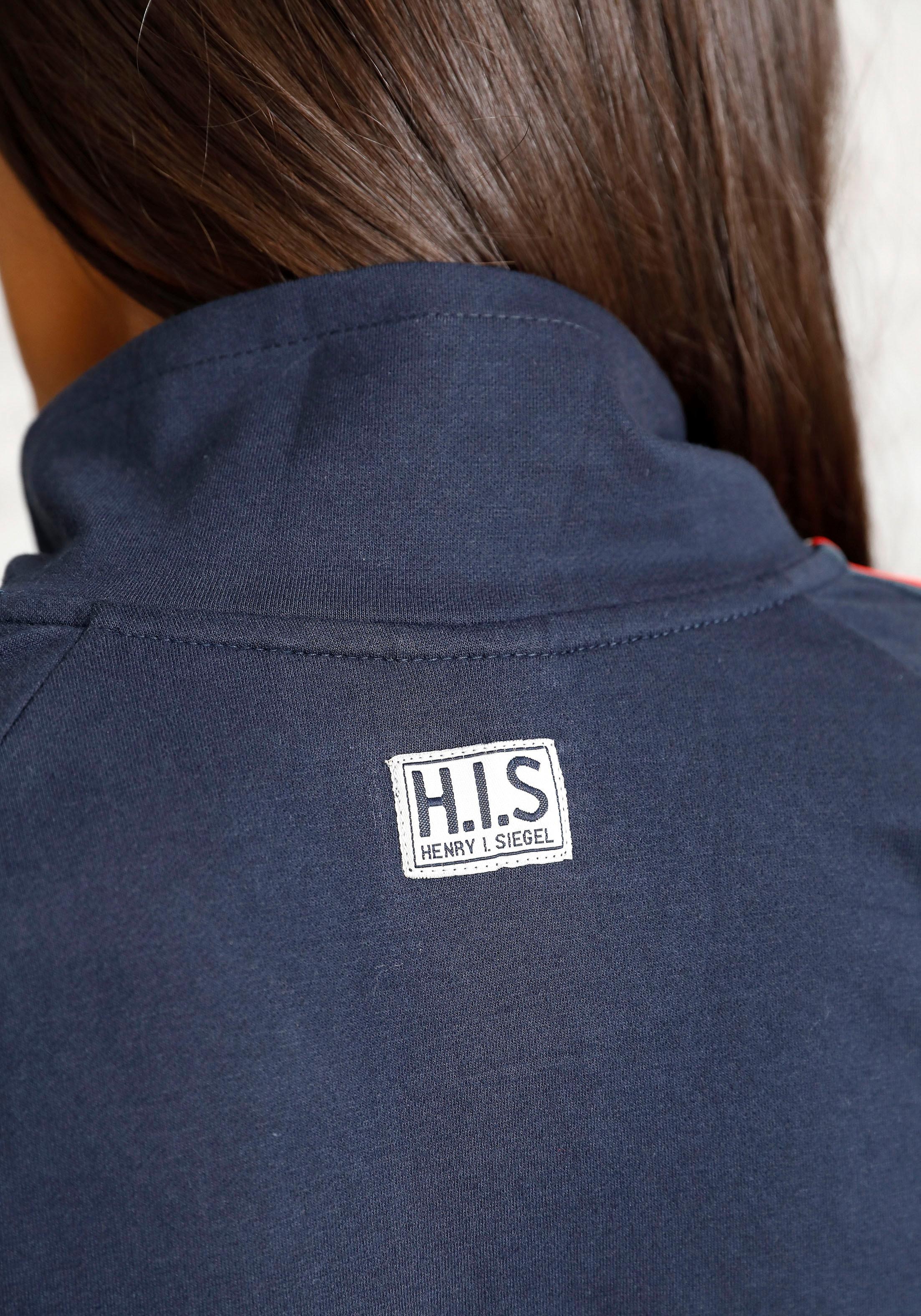 H.I.S Sweatjacke, mit gestreiftem Tape an den Ärmeln, Loungewear, Loungeanzug