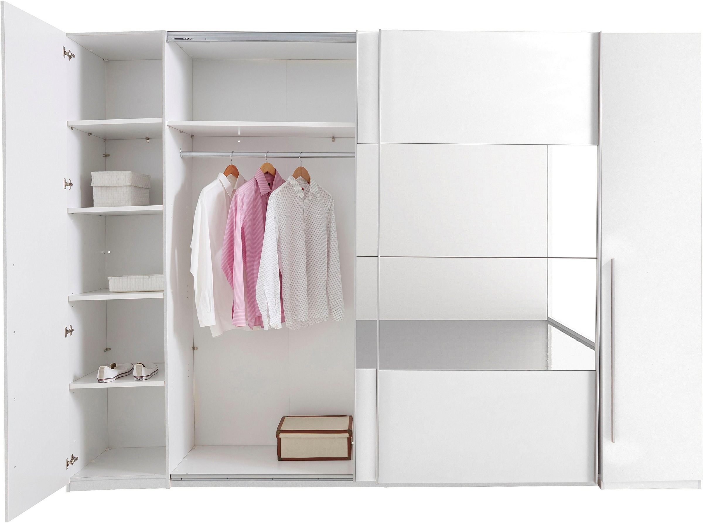 Schlafkontor Schwebetürenschrank »Kleiderschrank Drehtürenschrank Schrank Garderobe MEGA«, mit Dreh- und Schwebetüren und Spiegel, viele Böden