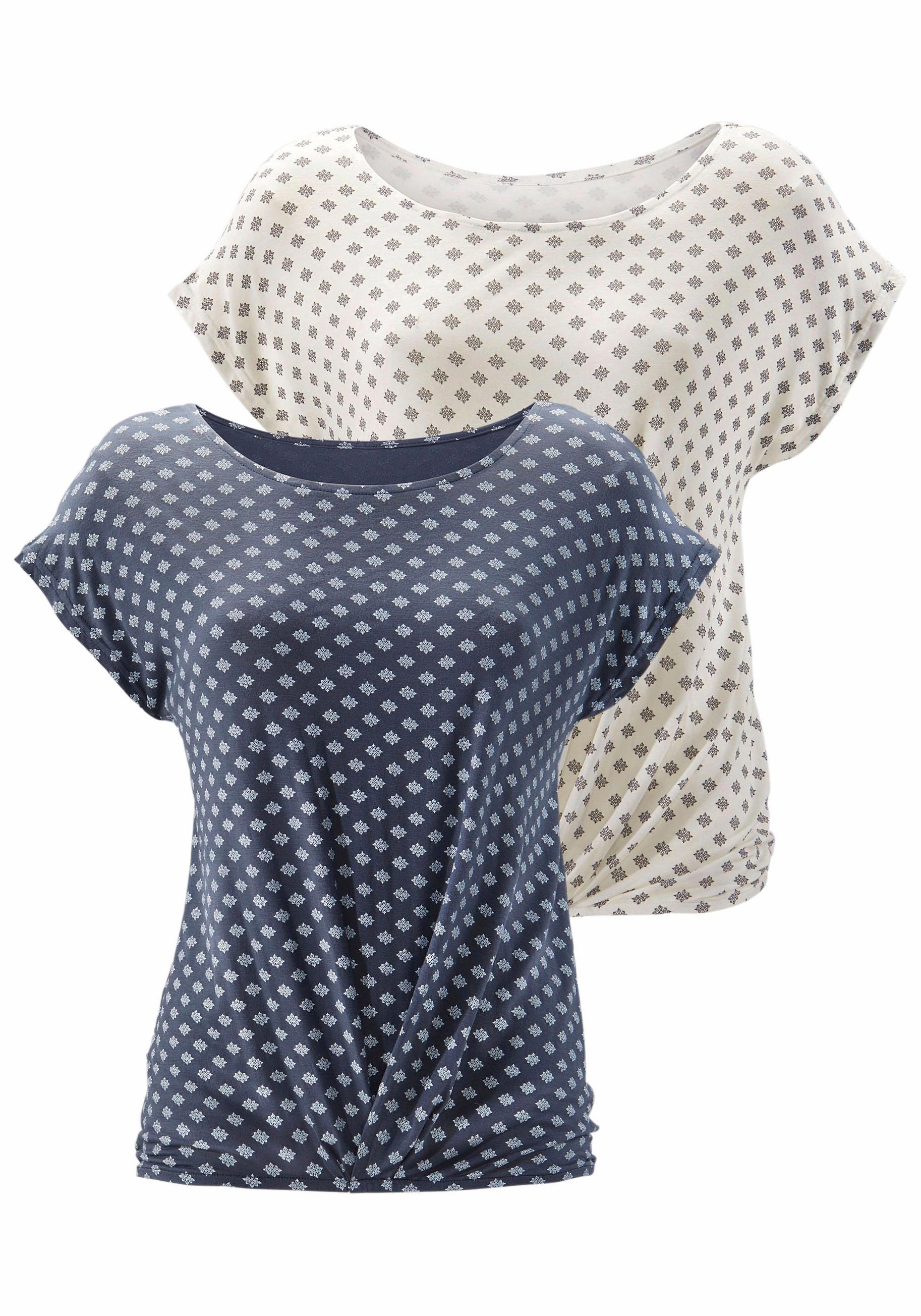 LASCANA T-Shirt, (2er-Pack), mit Faltendetail am Saum kaufen