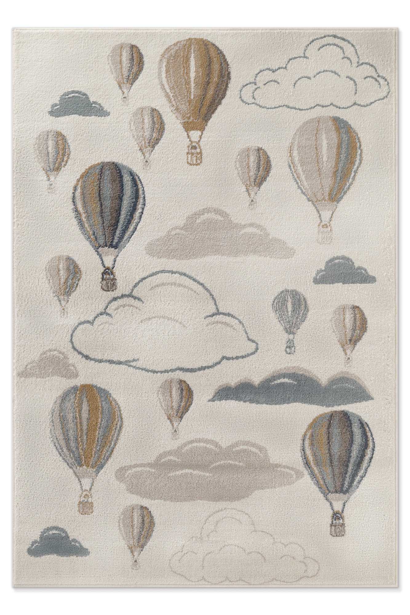 THE RUGS Adventures Kids Rug Party Theme Low Pile Playroom Rug Runner in Ivory | Size: 120cm x 170cm