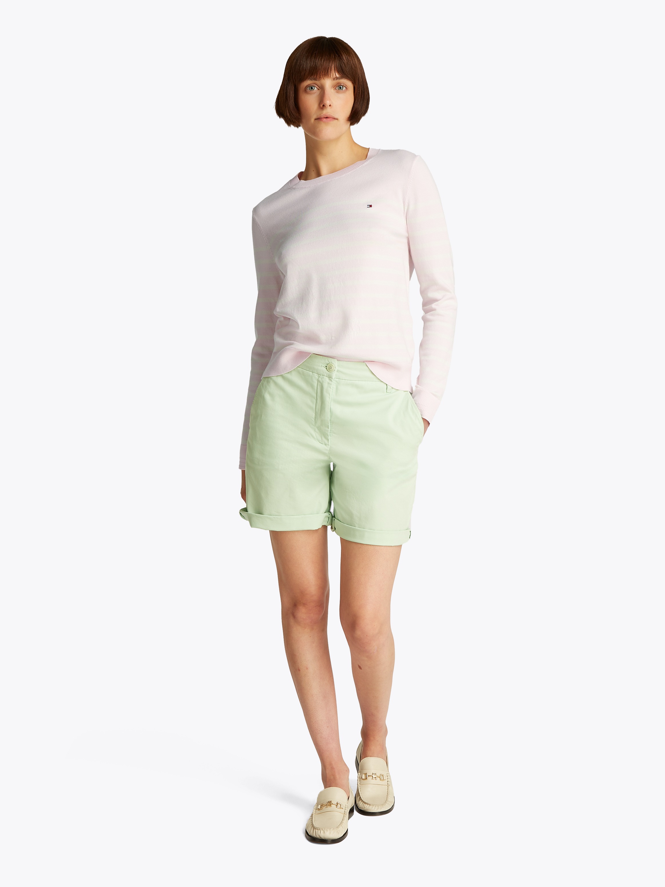 Tommy Hilfiger Rundhalspullover »CO JERSEY STITCH LS C-NK SWT«, mit Logostickerei