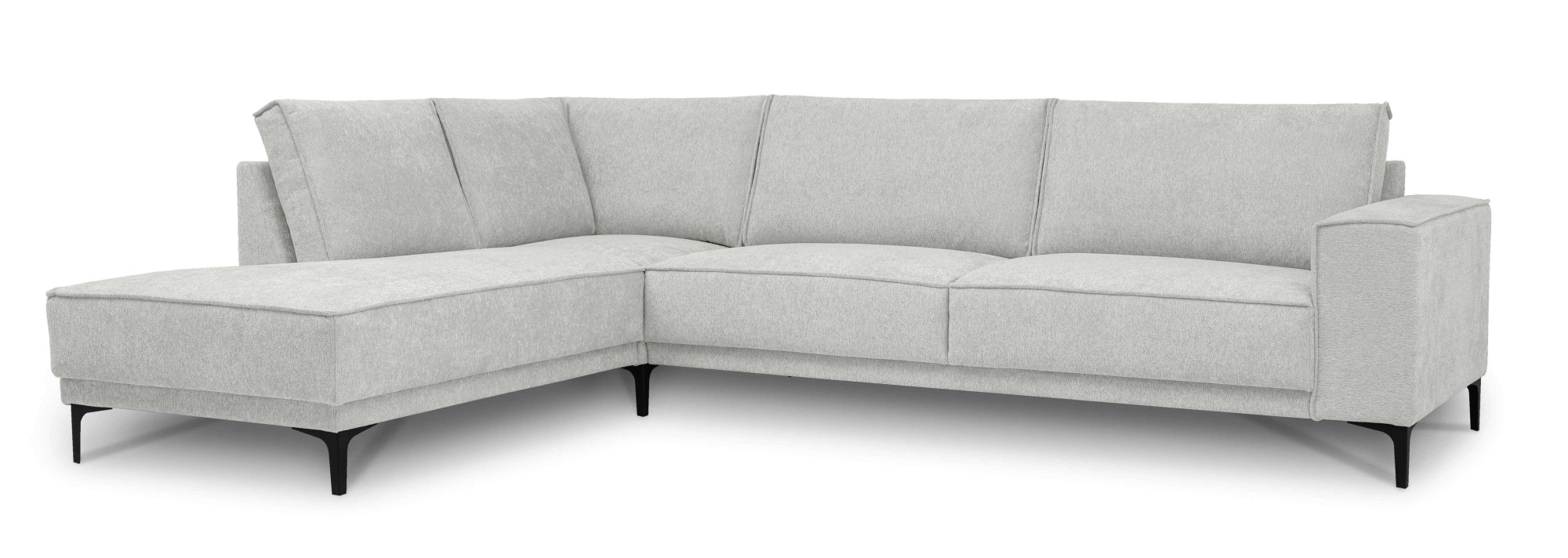 Places of Style Ecksofa »Polsterecke Oland, Struktur, Flachgewebe, Luxus-Microfaser, Boucle«, L-Form, 289 cm, Wellenunterfederung, Skandi-Design, Metallfüsse