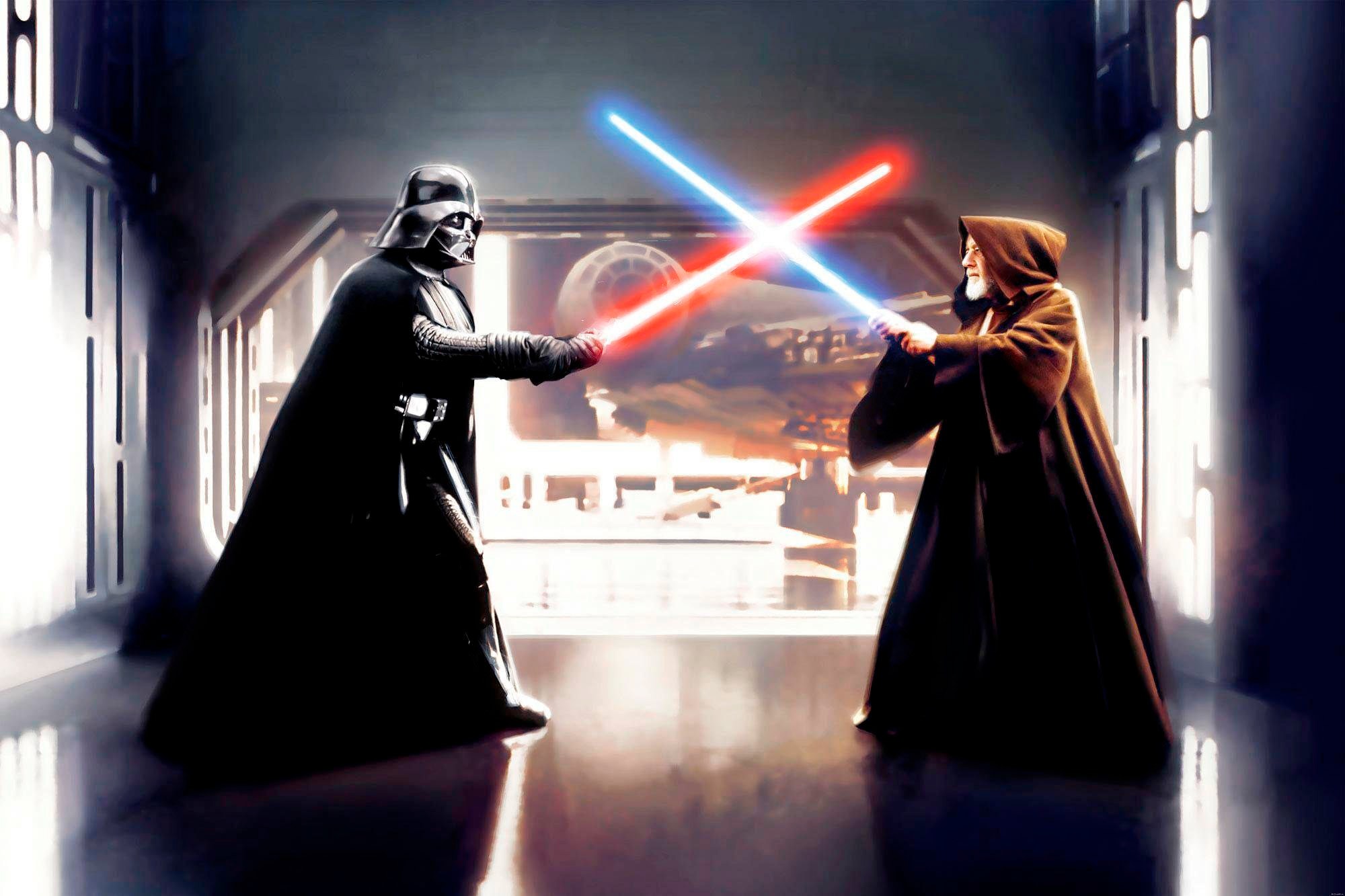 ✵ Komar Vliestapete »Star Wars Vader vs. Kenobi«, 300x200 cm (Breite x Höhe),  Vliestapete, 100 cm Bahnbreite online kaufen | Jelmoli-Versand