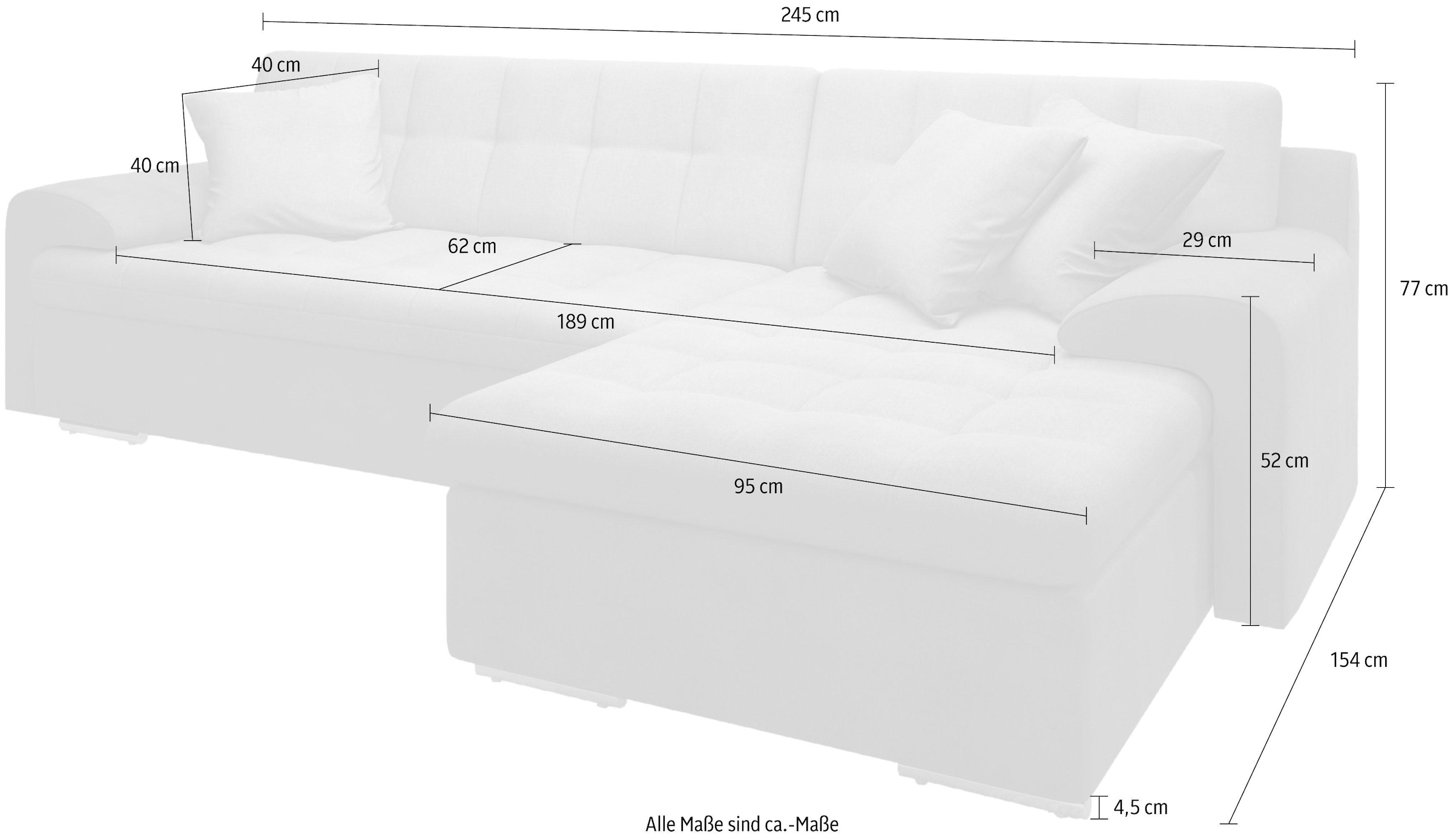 TRENDMANUFAKTUR Ecksofa »Rave II, L-Form«, wahlweise mit Bettfunktion