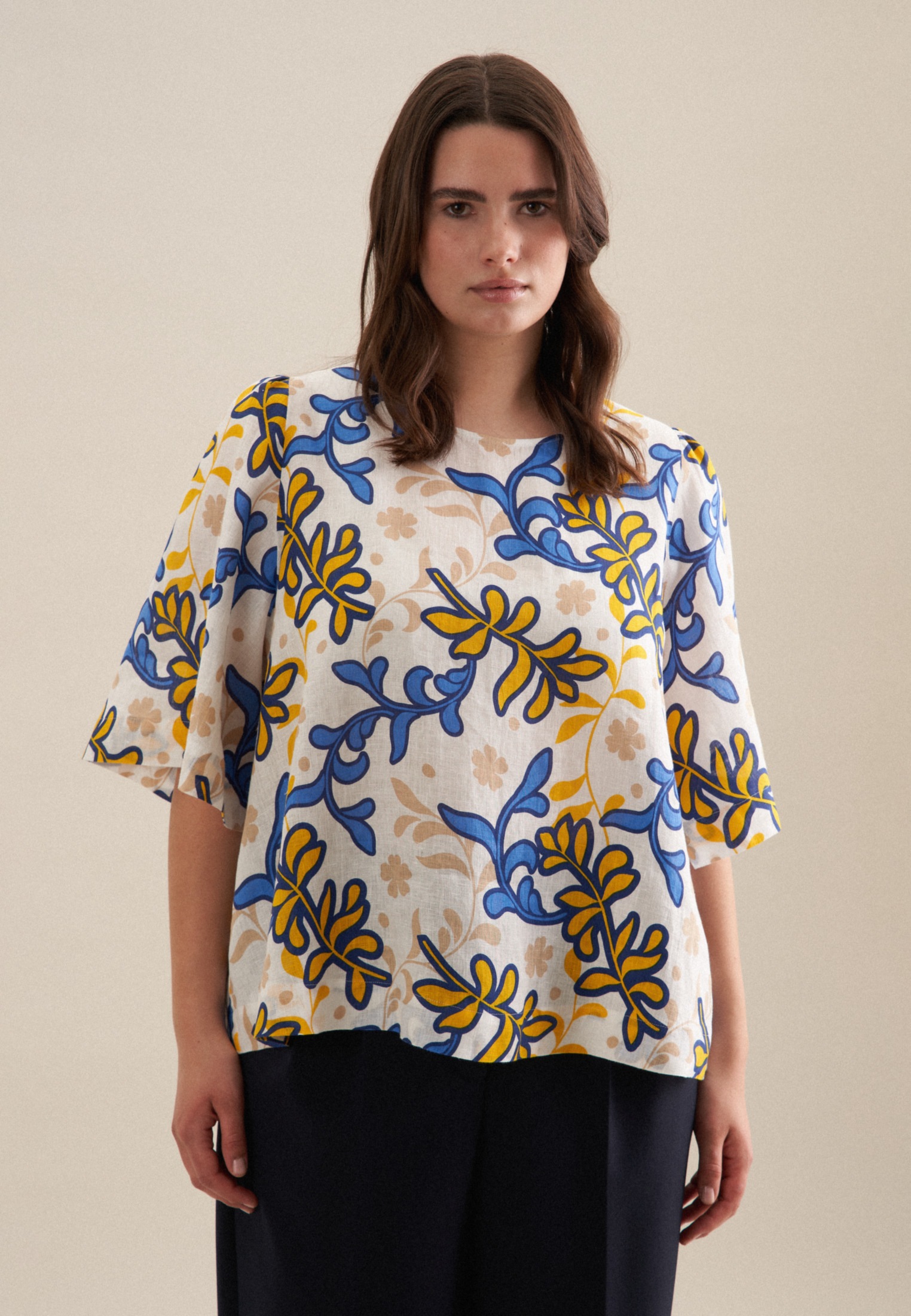 seidensticker Shirtbluse »Schwarze Rose« Kurzarm Rundhals Druck