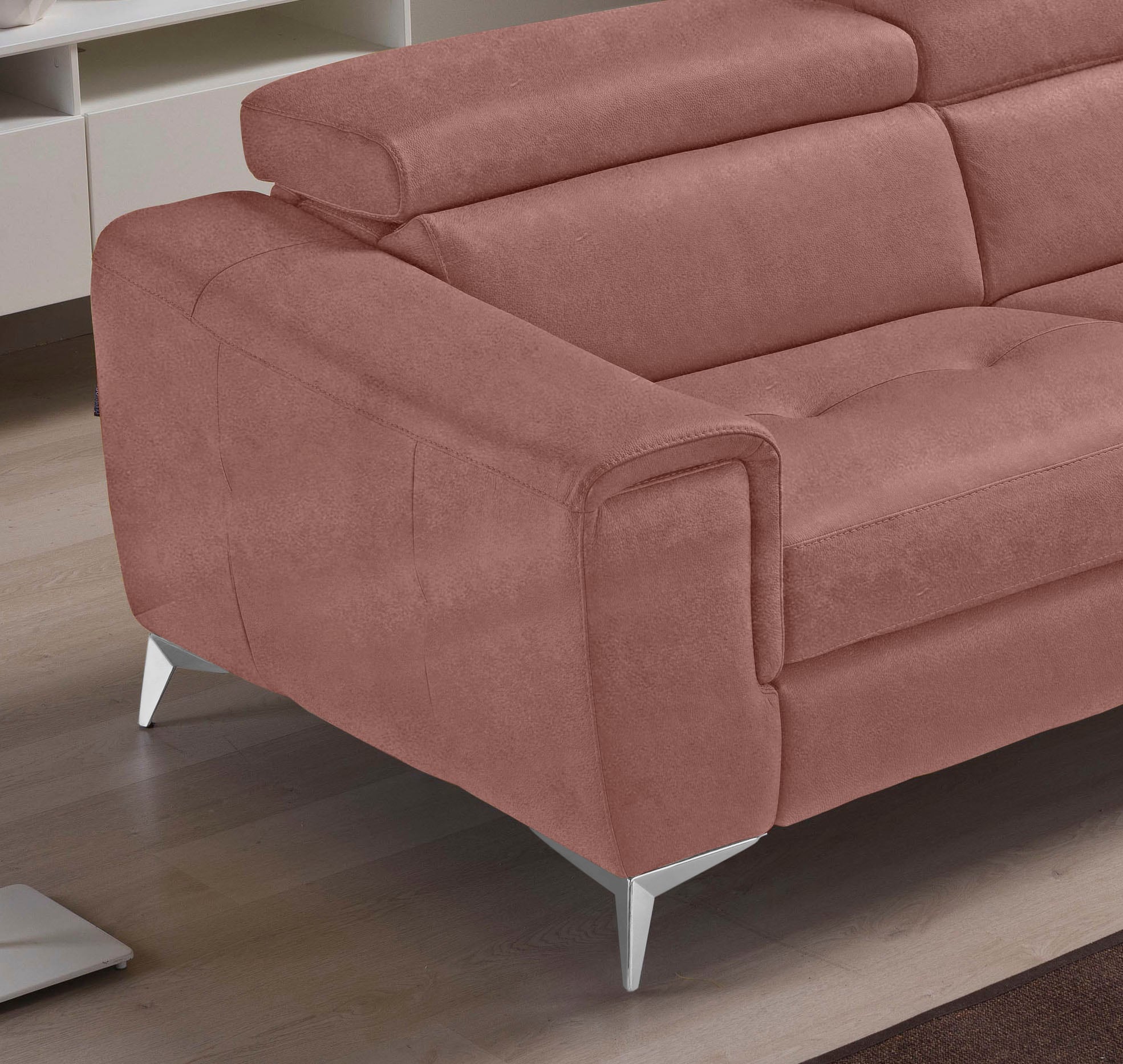 Egoitaliano 2,5-Sitzer »Francine, Designsofa, Loungesofa«, Kopfteile manuell verstellbar, mit edlen Metallfüssen