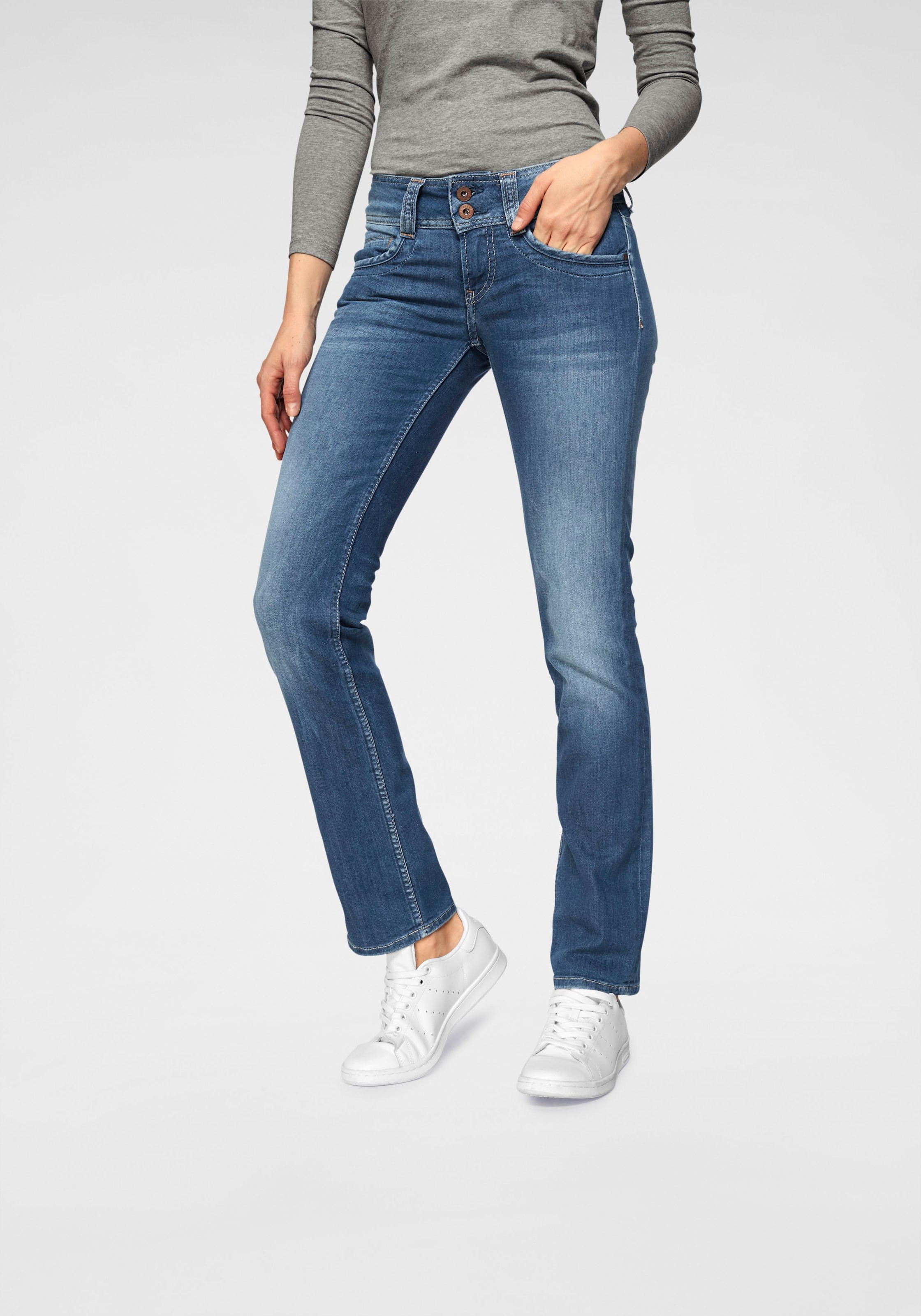 Pepe Jeans Straight-Jeans »GEN« in Baumwoll-Qualtät mit geradem Bein und Doppel-Knopf-Bund