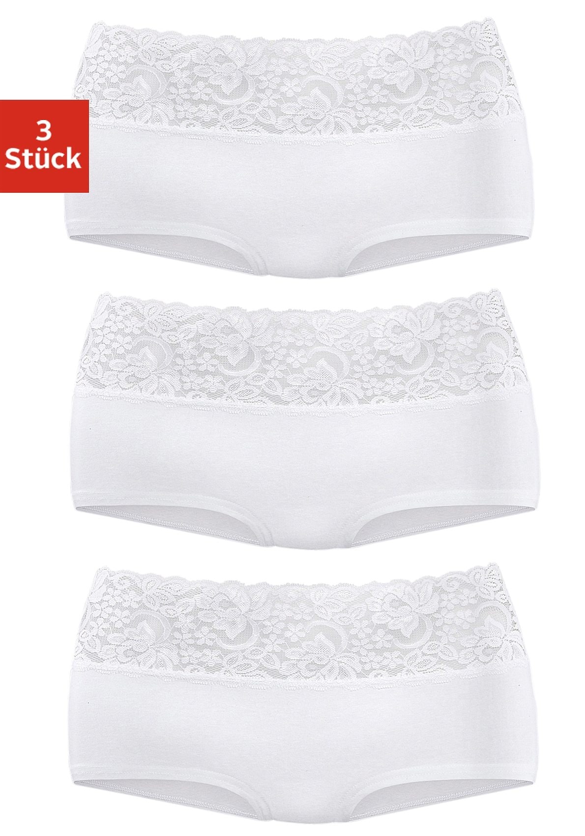 aus Jelmoli-Versand (Packung, mit Vivance floraler 3 online Baumwolle Schweiz St.), Panty, elastischer bei Spitze kaufen