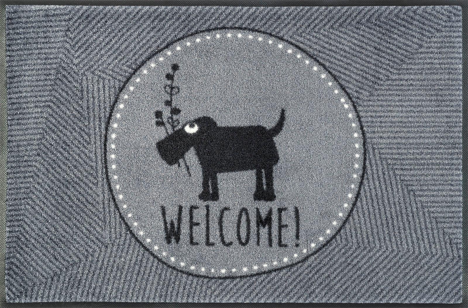 mit online kaufen by Hund, wash+dry Schmutzfangmatte, Motiv »Herr Jelmoli-Versand Spruch, Just, Fussmatte Kleen-Tex rutschhemmend rechteckig, | Welcome«,