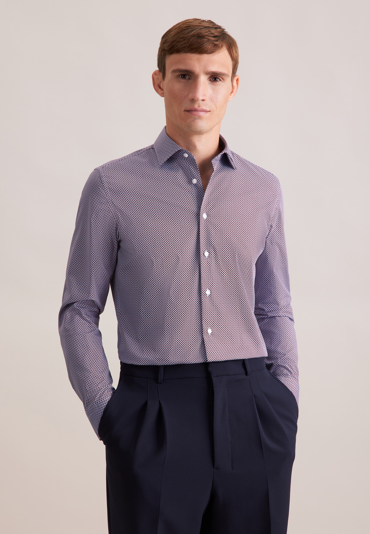 seidensticker Businesshemd »Schwarze Rose« Slim 1/1 Kentkragen Geometrische Muster