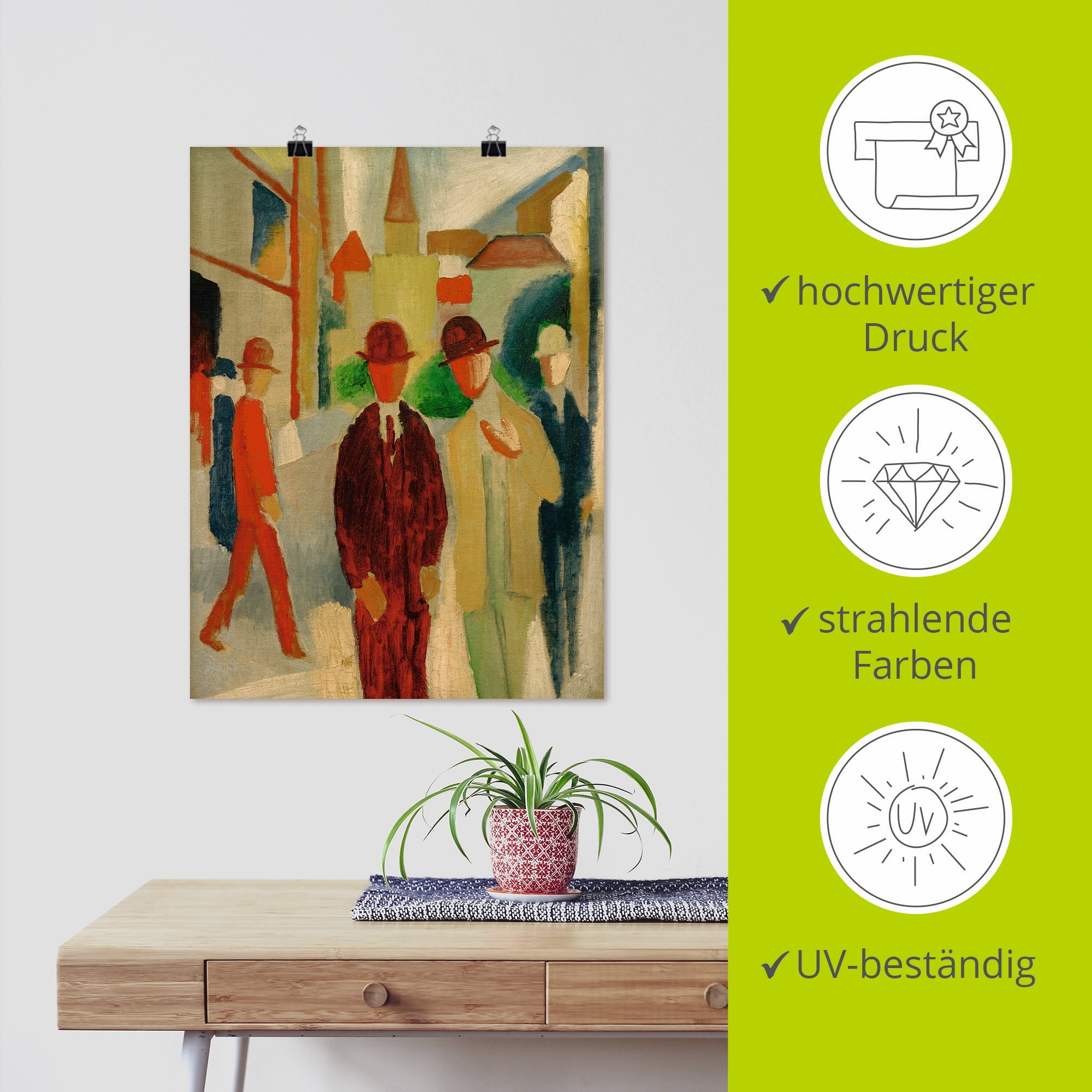 Artland Kunstdruck »Helle Strasse mit Leuten«, Gruppen & Familien, (1 St.), als Leinwandbild, Wandaufkleber oder Poster in versch. Grössen