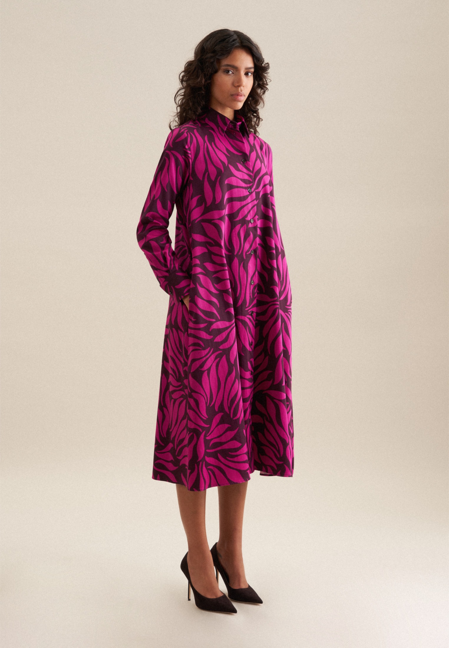 seidensticker Sommerkleid »Schwarze Rose« 1/1 Kragen Druck