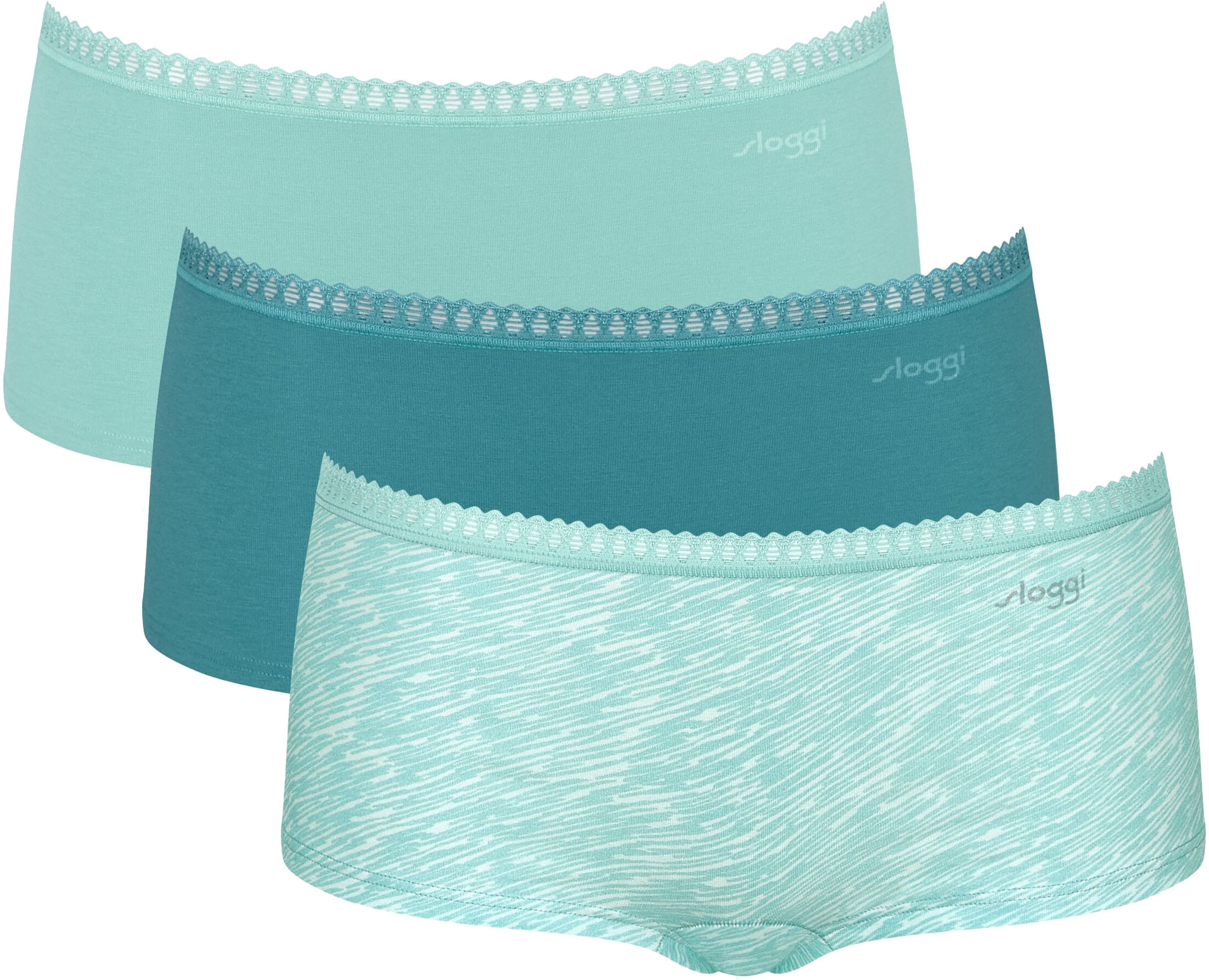 sloggi Panty »GO Crush Short C3P«, (Packung, 3 St.), Spitzendetails