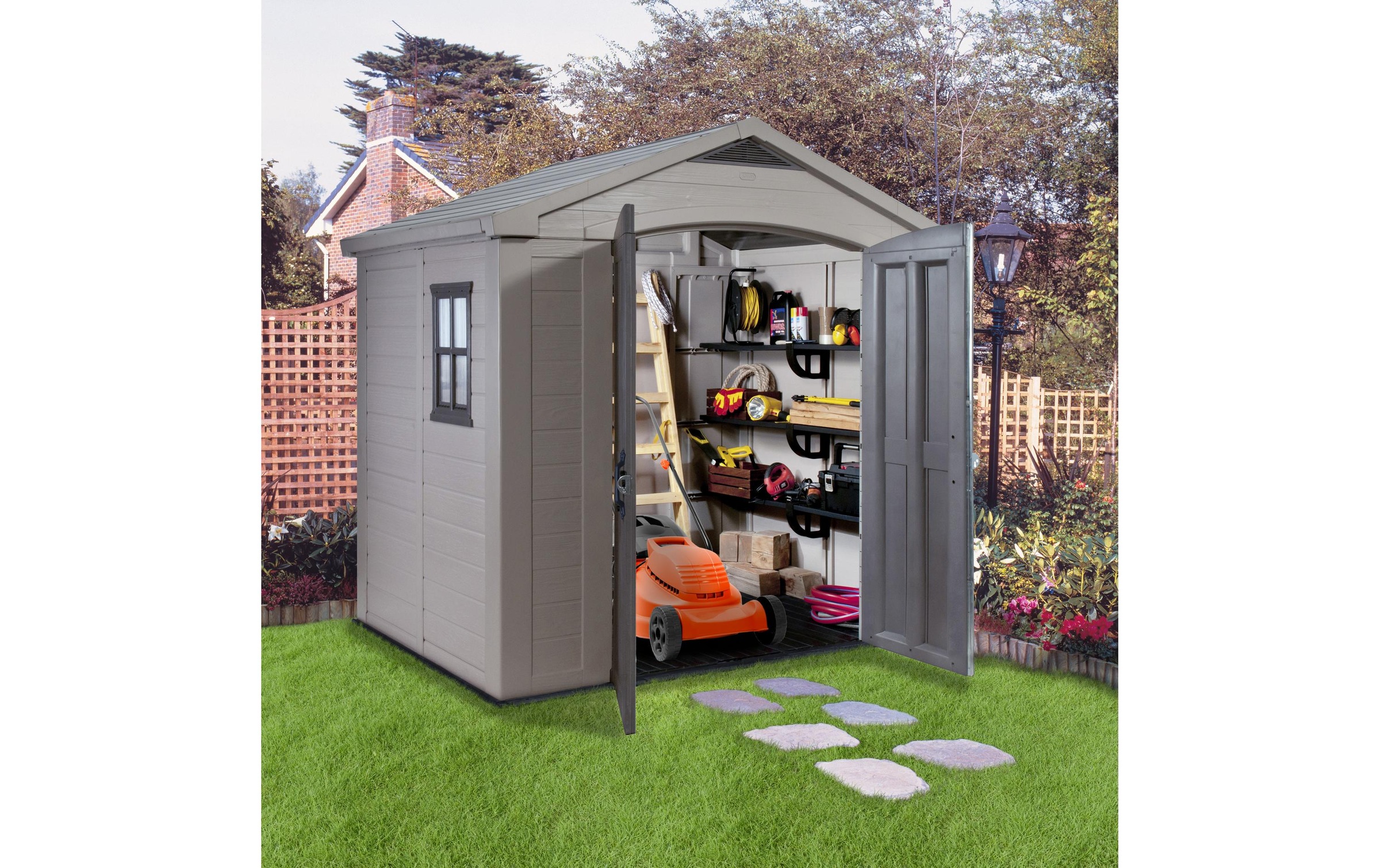 8' x 6' Keter Factor Plastic Garden Shed (2.57m x 1.82m)