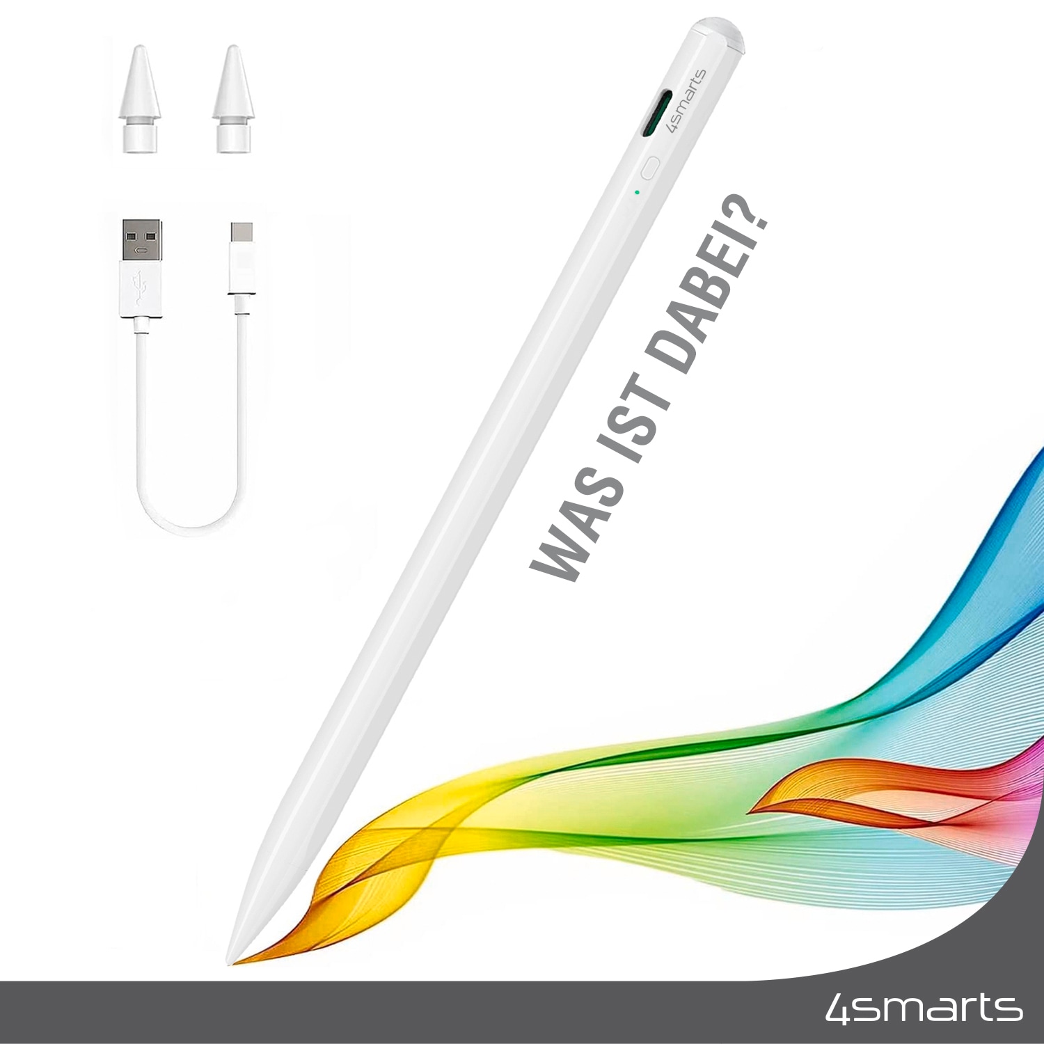 4smarts Eingabestift »Pencil Pro 3 für Apple iPad / iPad Pro«, aktiver Eingabestift, kapazitiv, USB-C