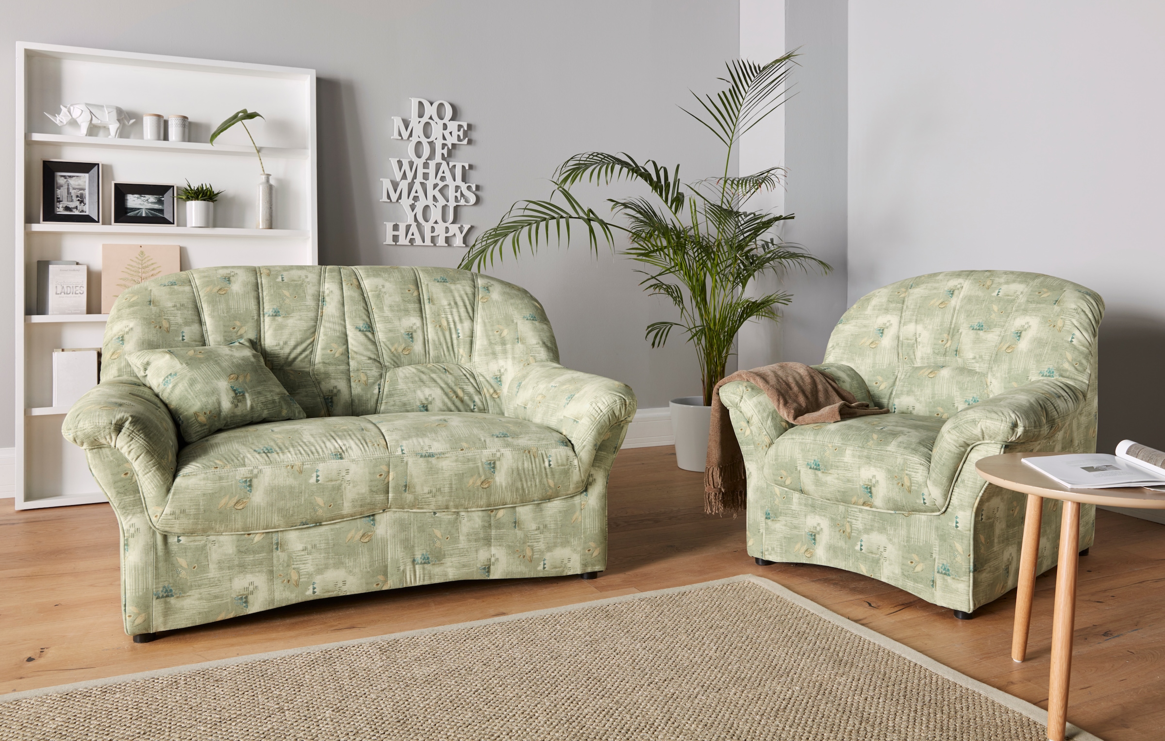 DOMO collection Polstergarnitur »Bahia belastbar bis 140kg/ Sitz, mit Federkern«, (Set), Microfaser MELROSE®, mocca