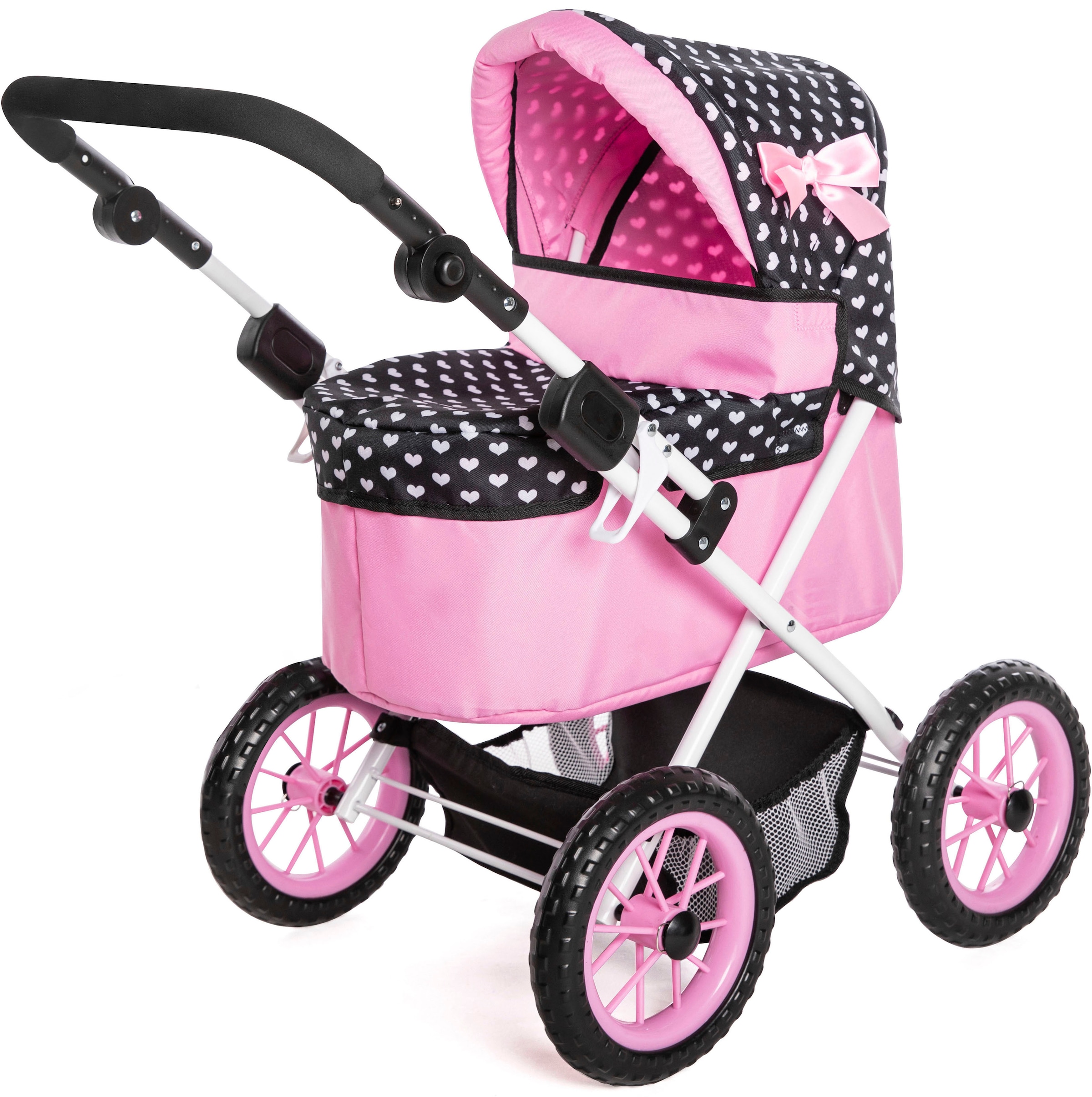 Bayer Puppenwagen »Trendy, pink/schwarz«, mit Wickeltasche