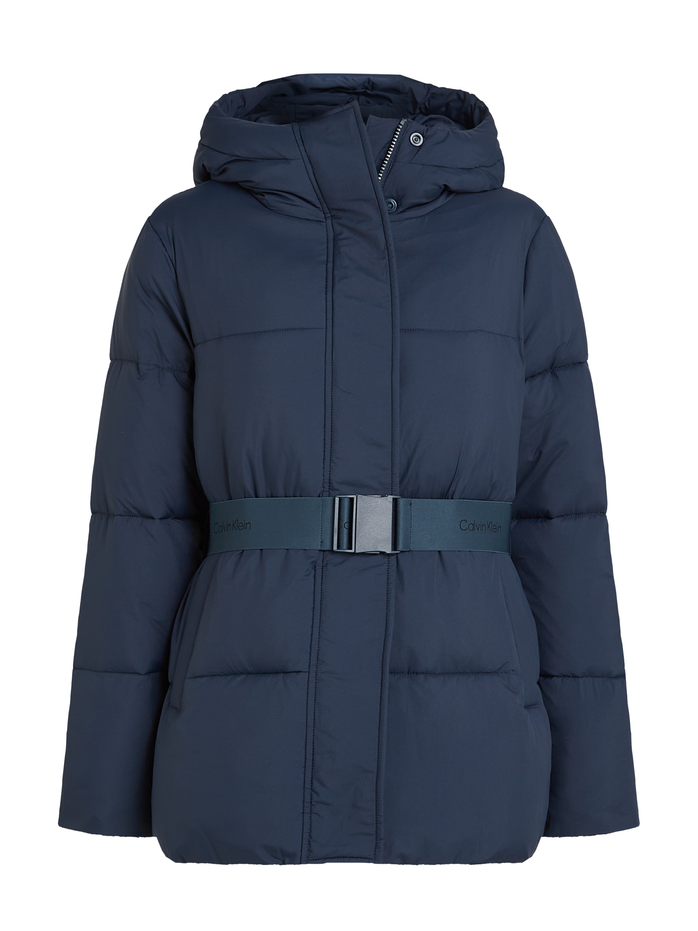 Calvin Klein Jeans Steppjacke »LOGO BELT SHORT PUFFER« mit Kapuze mit Gürtel