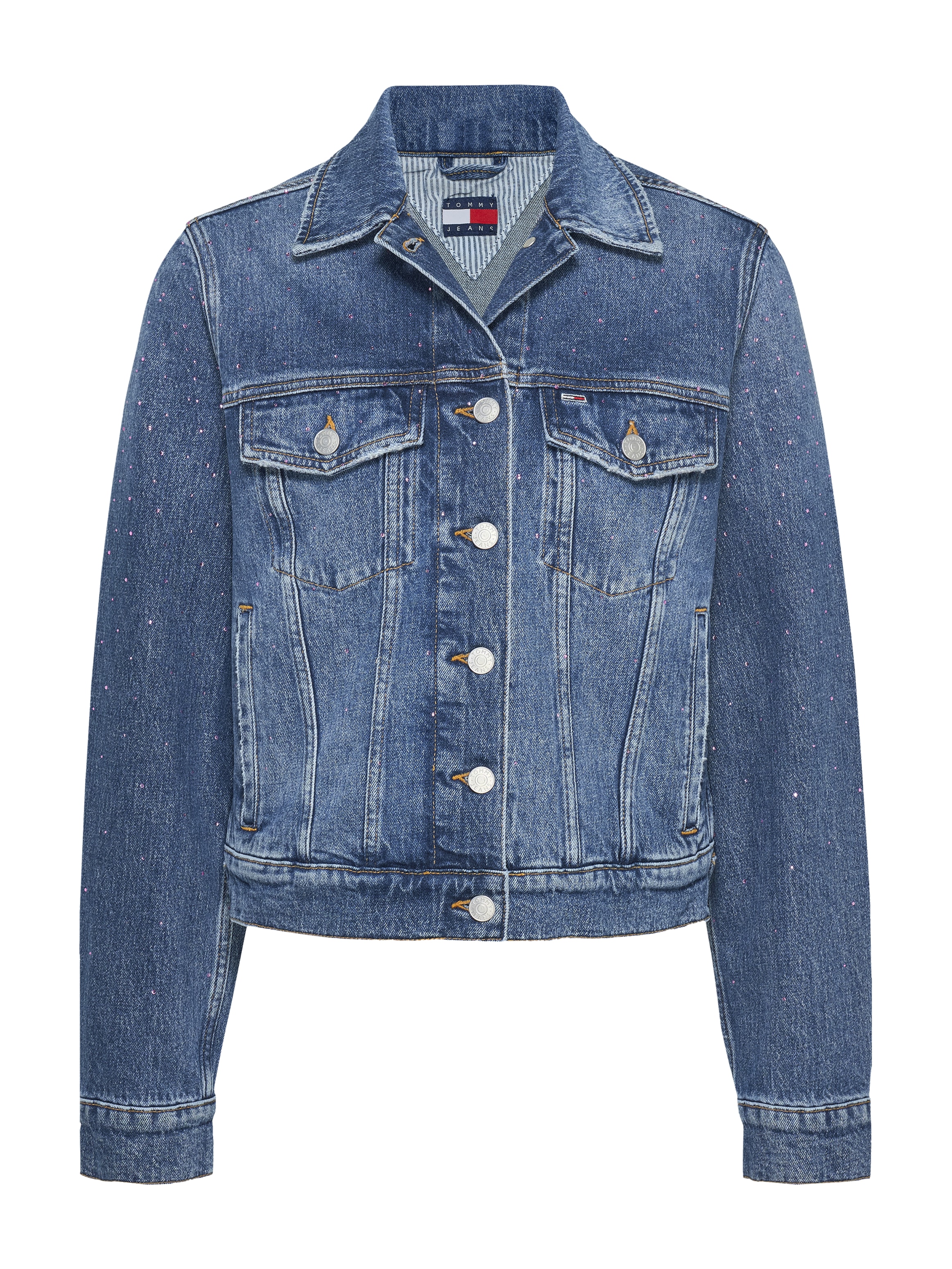 Tommy Jeans Jeansjacke »CLASSIC TRUCKER JACKET AI6136«, mit typischen Trucker Details, mit Schmucksteinen
