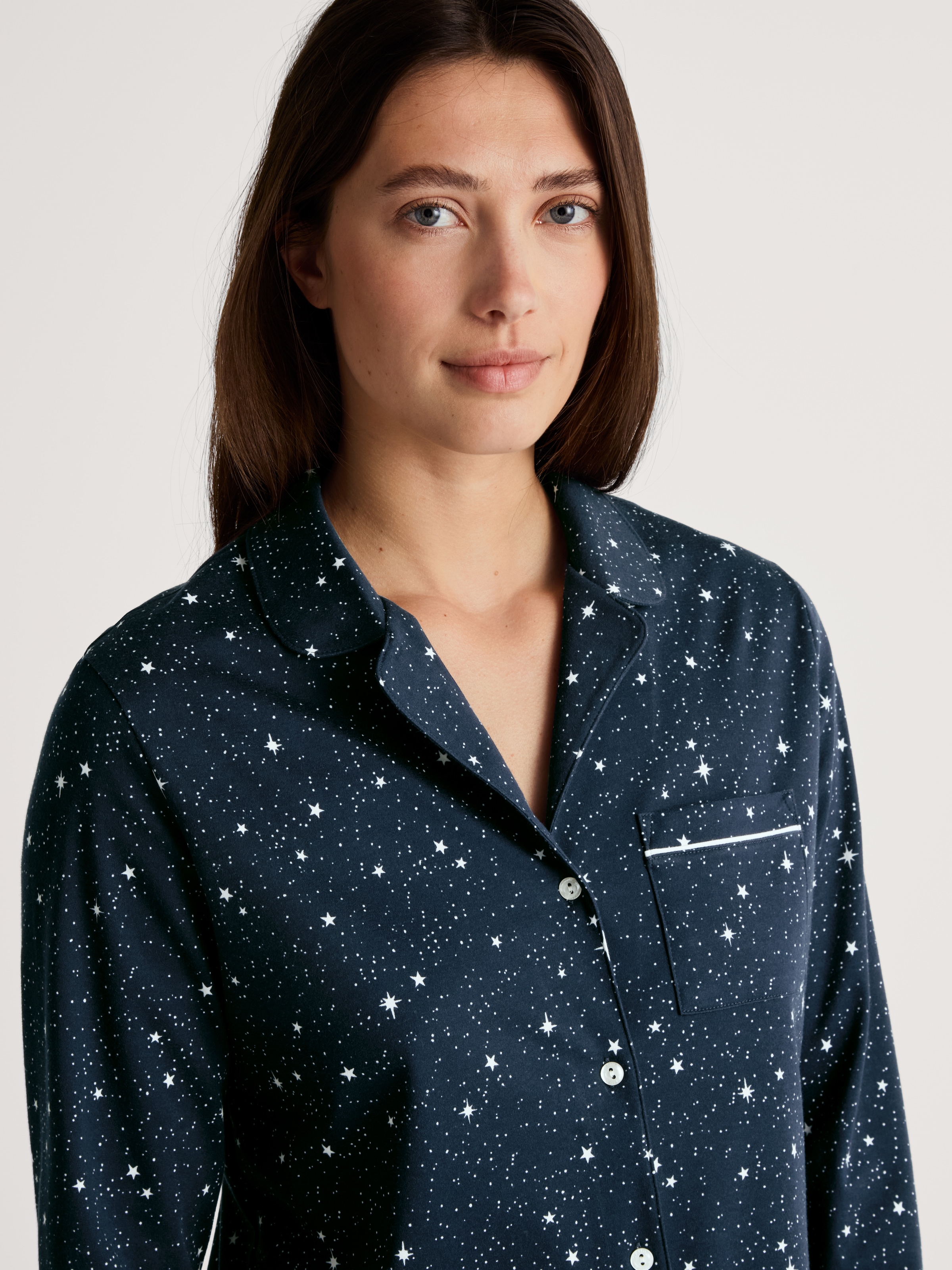 CALIDA Pyjama »Sweet Dreams«, (2 tlg.), Reverskragen, Knopfleiste, Pure Cotton, Interlock-Qualität, weich