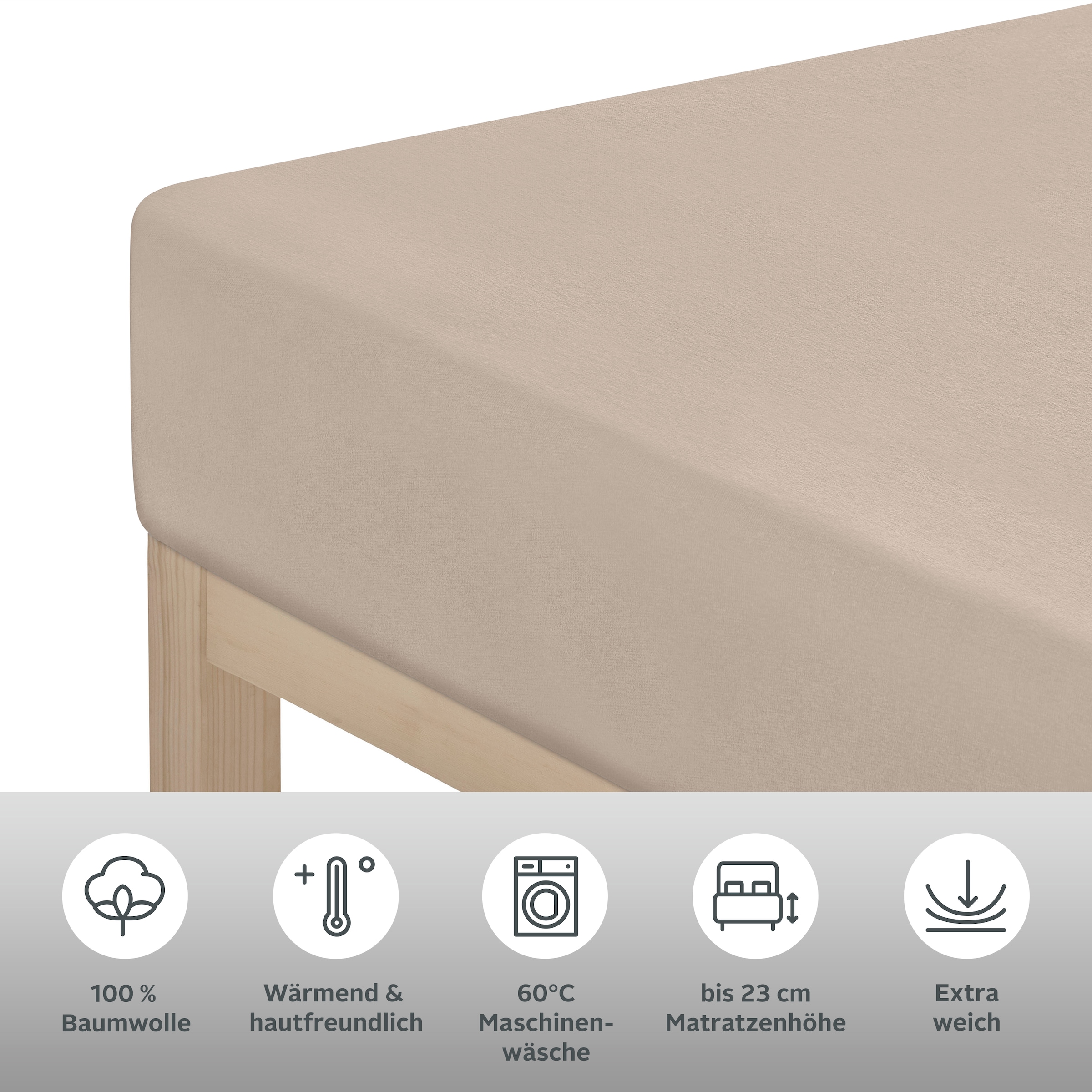 Home affaire Spannbettlaken »Cremona, in den Qualitäten: Baumwolle mit Elastan oder Biber«, Premium Qualität, Grösse ab 90x200 cm