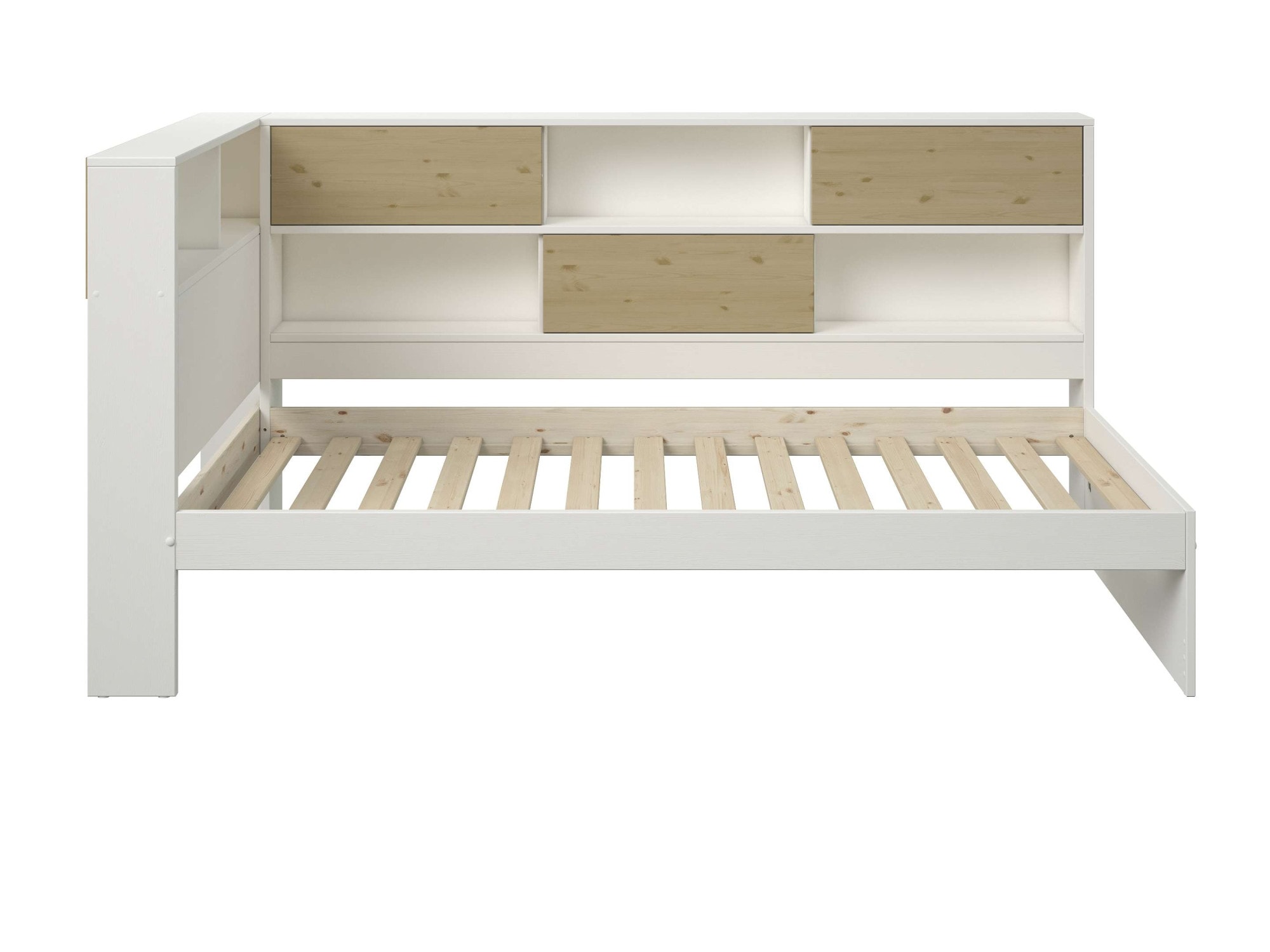 Home affaire Stauraumbett »Amance«, (Aussenmasse B/T/H: 110,2/220,1/106,9 cm), teilmassiv, FSC® zertifiziert, inklusive Lattenrost, viel Stauraum